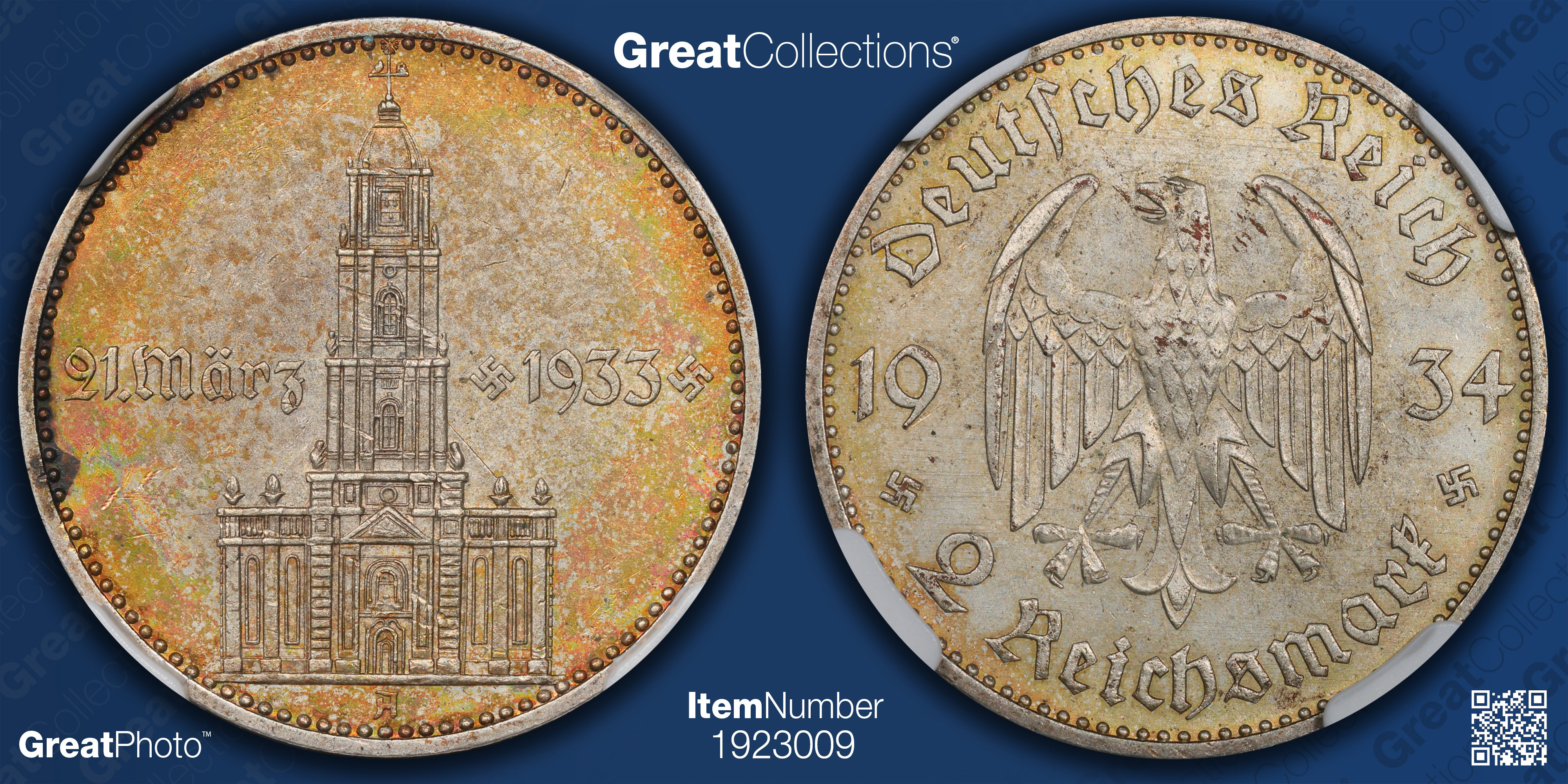 Germany 1934-A Silver 2 Marks Potsdam Garrison Church KM-87 NGC MS