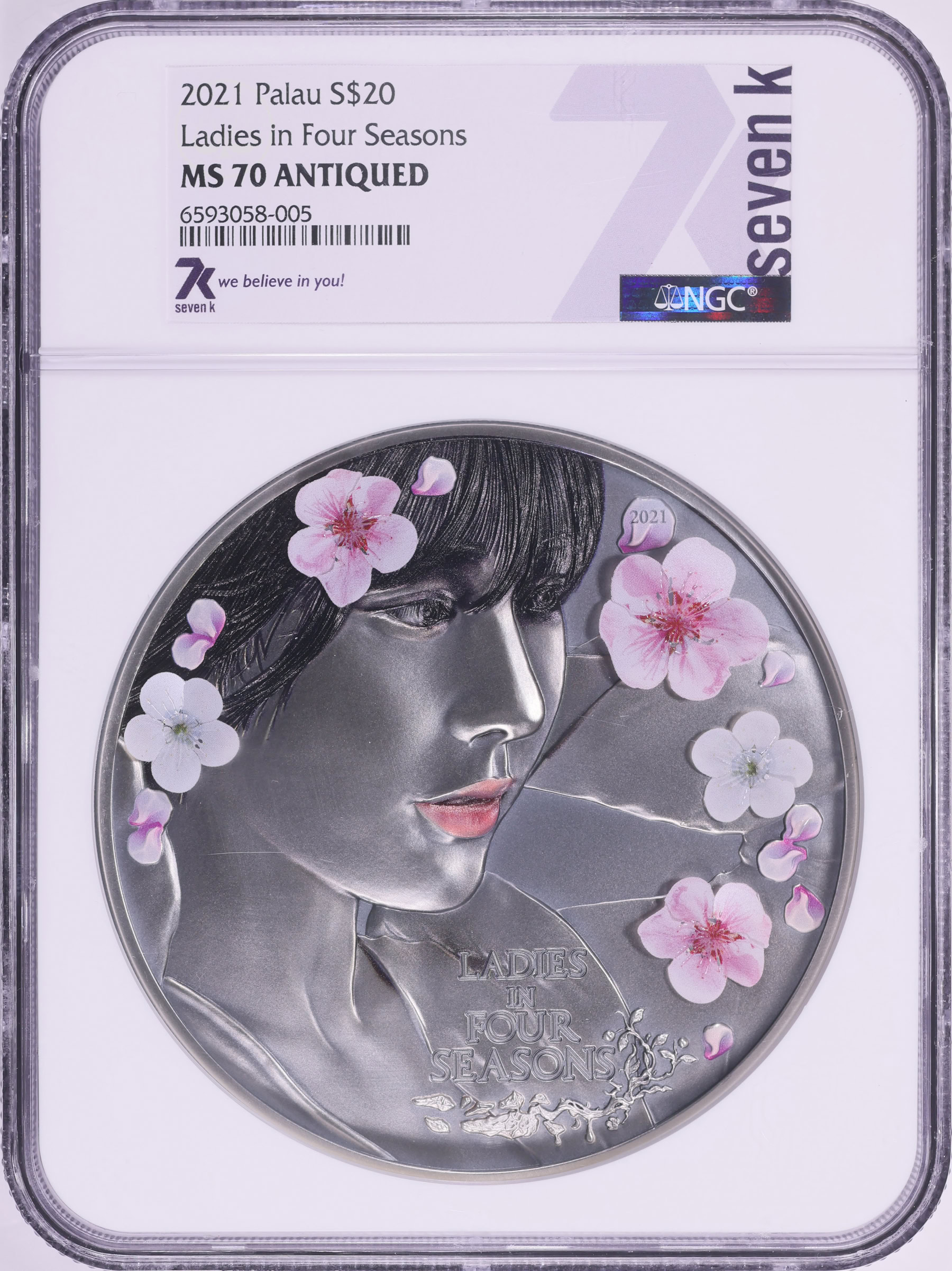 Palau 2021 Silver $20 Ladies in Four Seasons Antiqued NGC MS-70