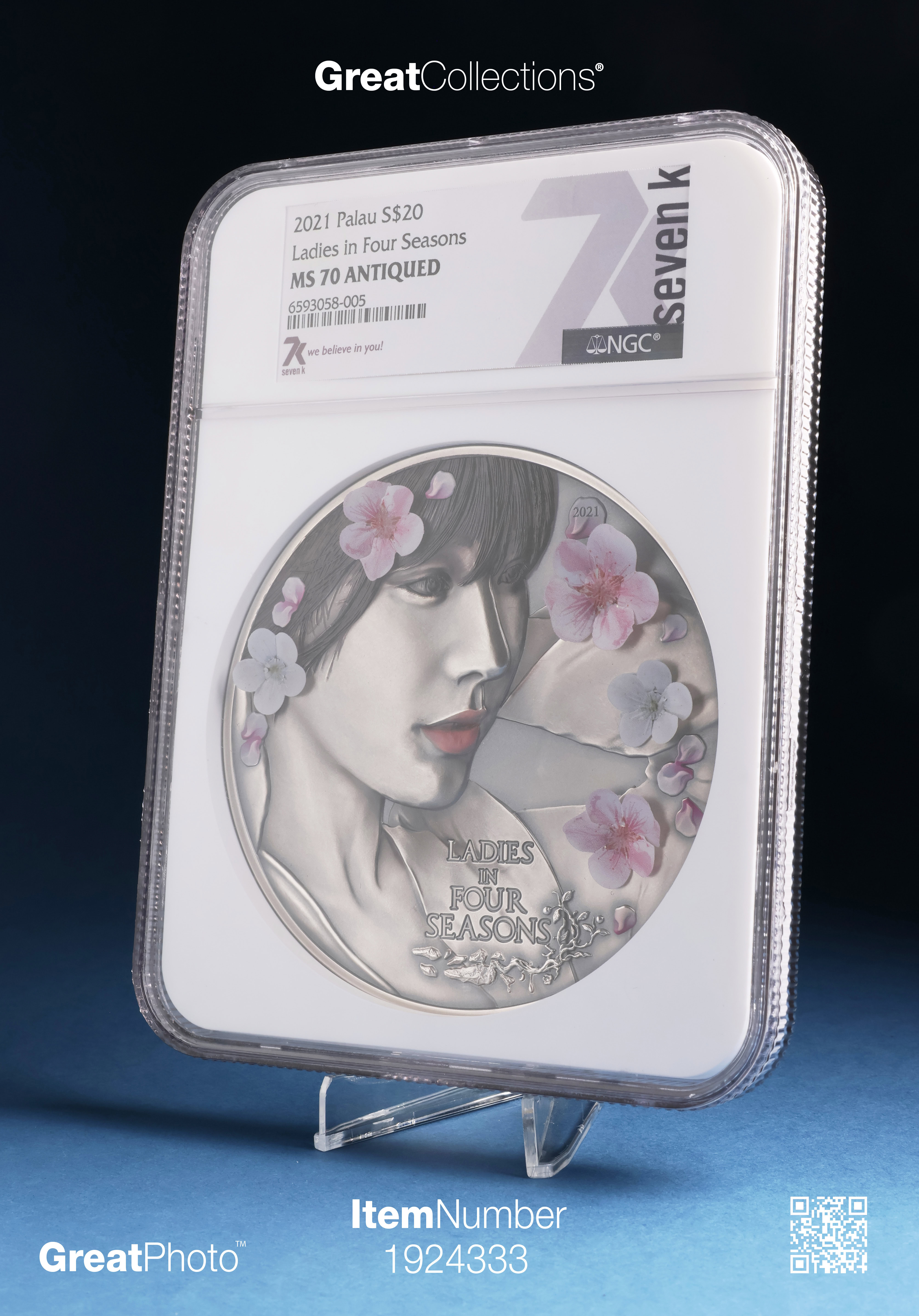 Palau 2021 Silver $20 Ladies in Four Seasons Antiqued NGC MS-70