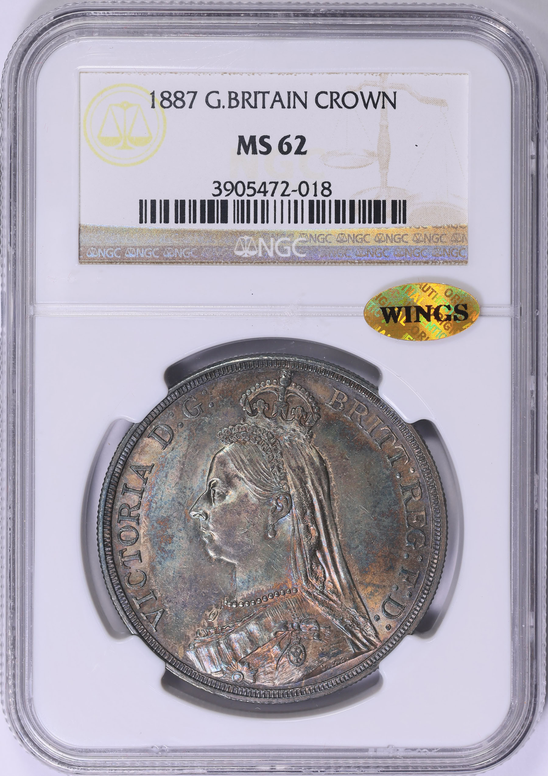 Great Britain 1887 Silver Crown KM-765 NGC MS-62 (Toned