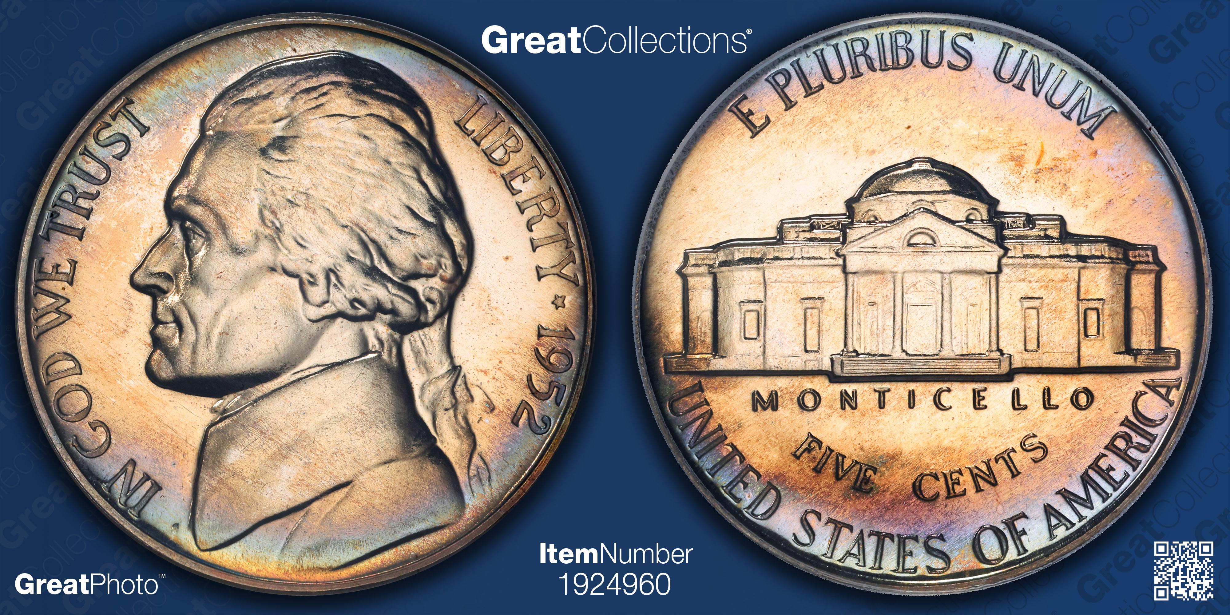 1952 Jefferson Nickel ANACS Proof-66 (Toned) (Item 1924960 ...
