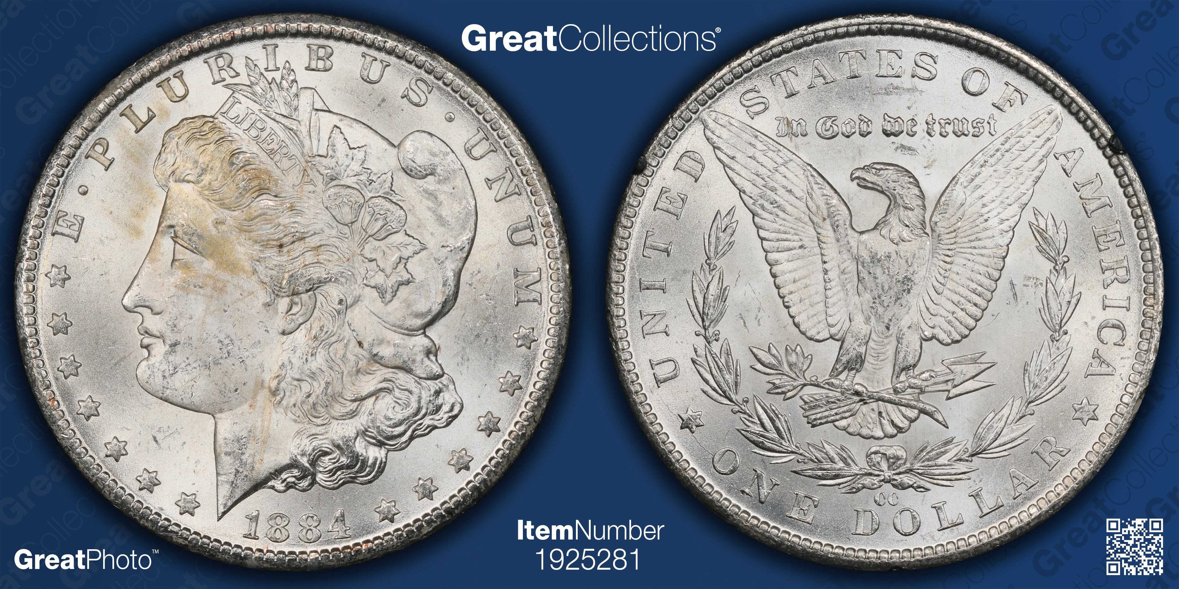1884-CC Morgan Silver Dollar GSA Treasure CACG MS-62 (GSA Holder