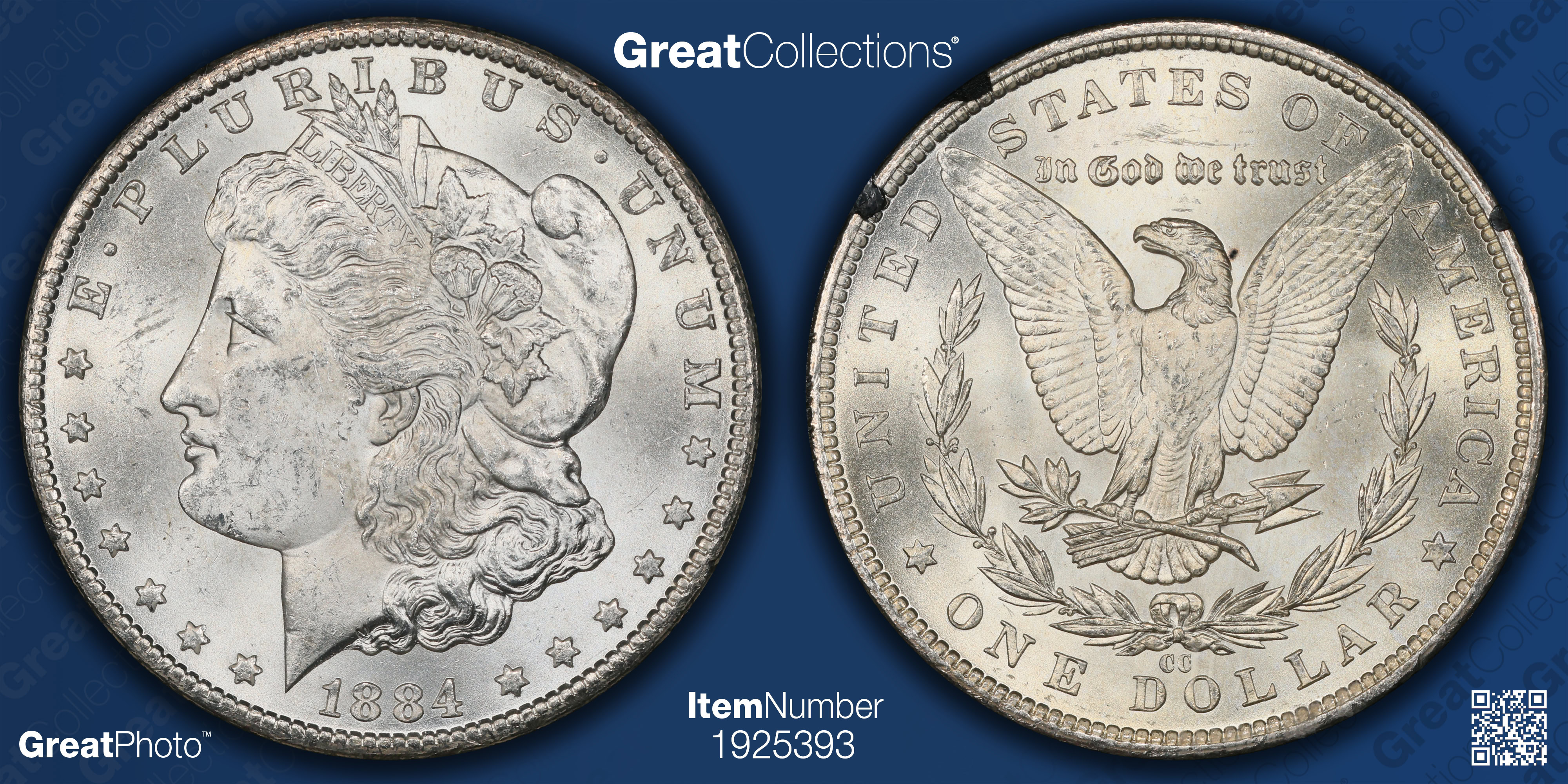 1884-CC Morgan Silver Dollar GSA Treasure CACG MS-62 (GSA Holder