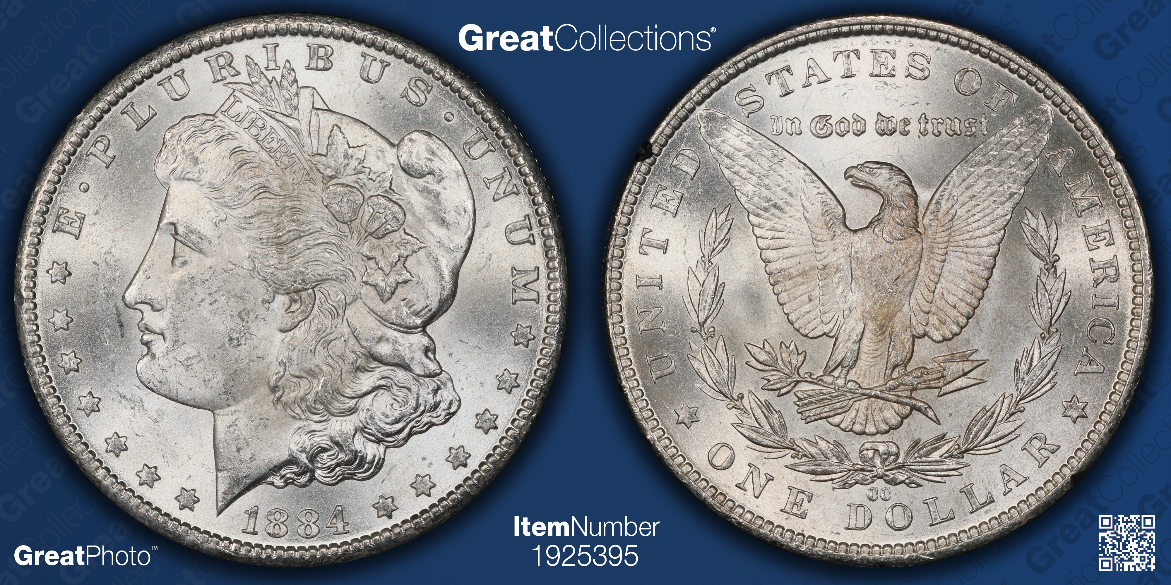 1884-CC Morgan Silver Dollar GSA Treasure CACG MS-62 (GSA Holder