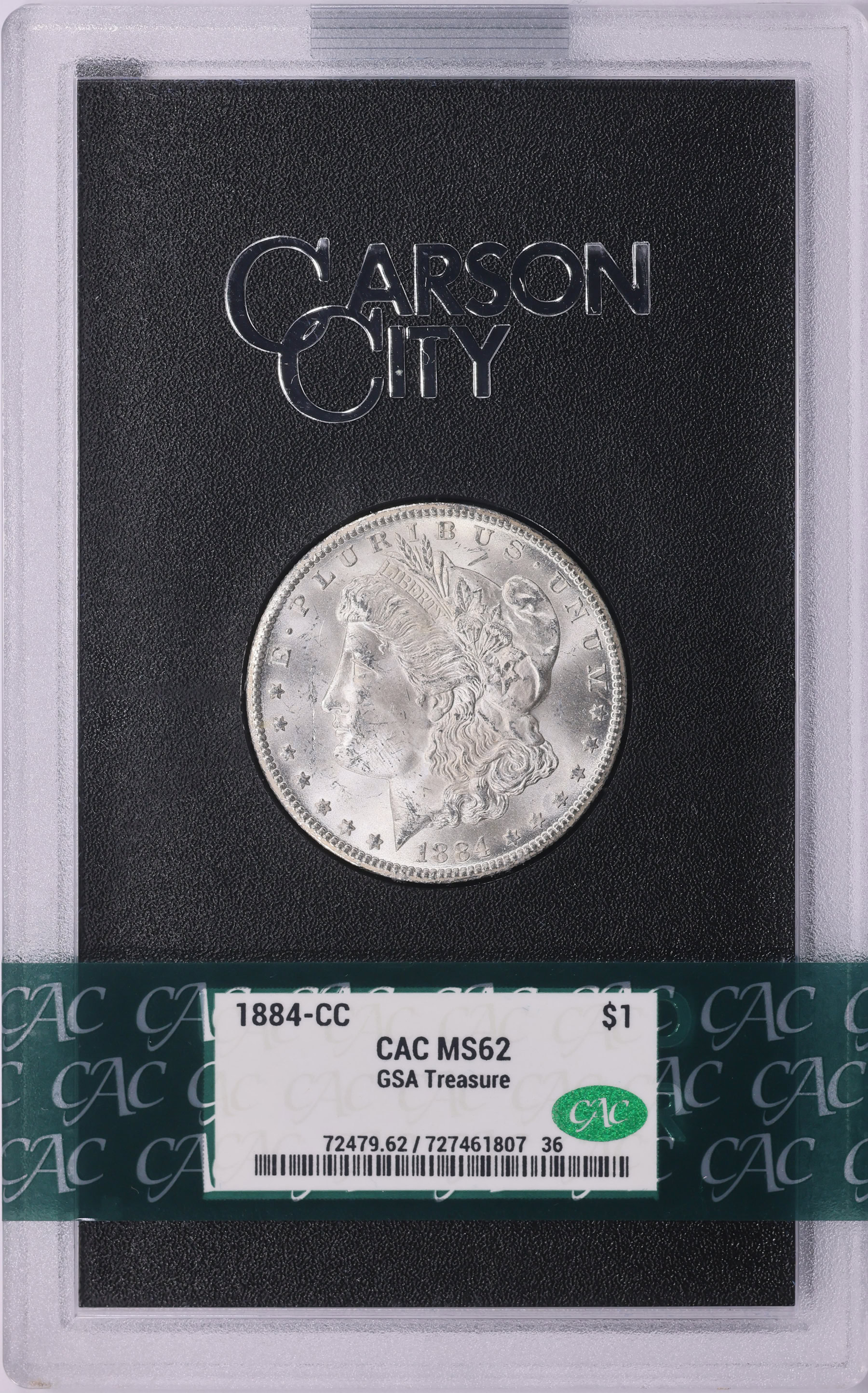 1884-CC Morgan Silver Dollar GSA Treasure CACG MS-62 (GSA Holder