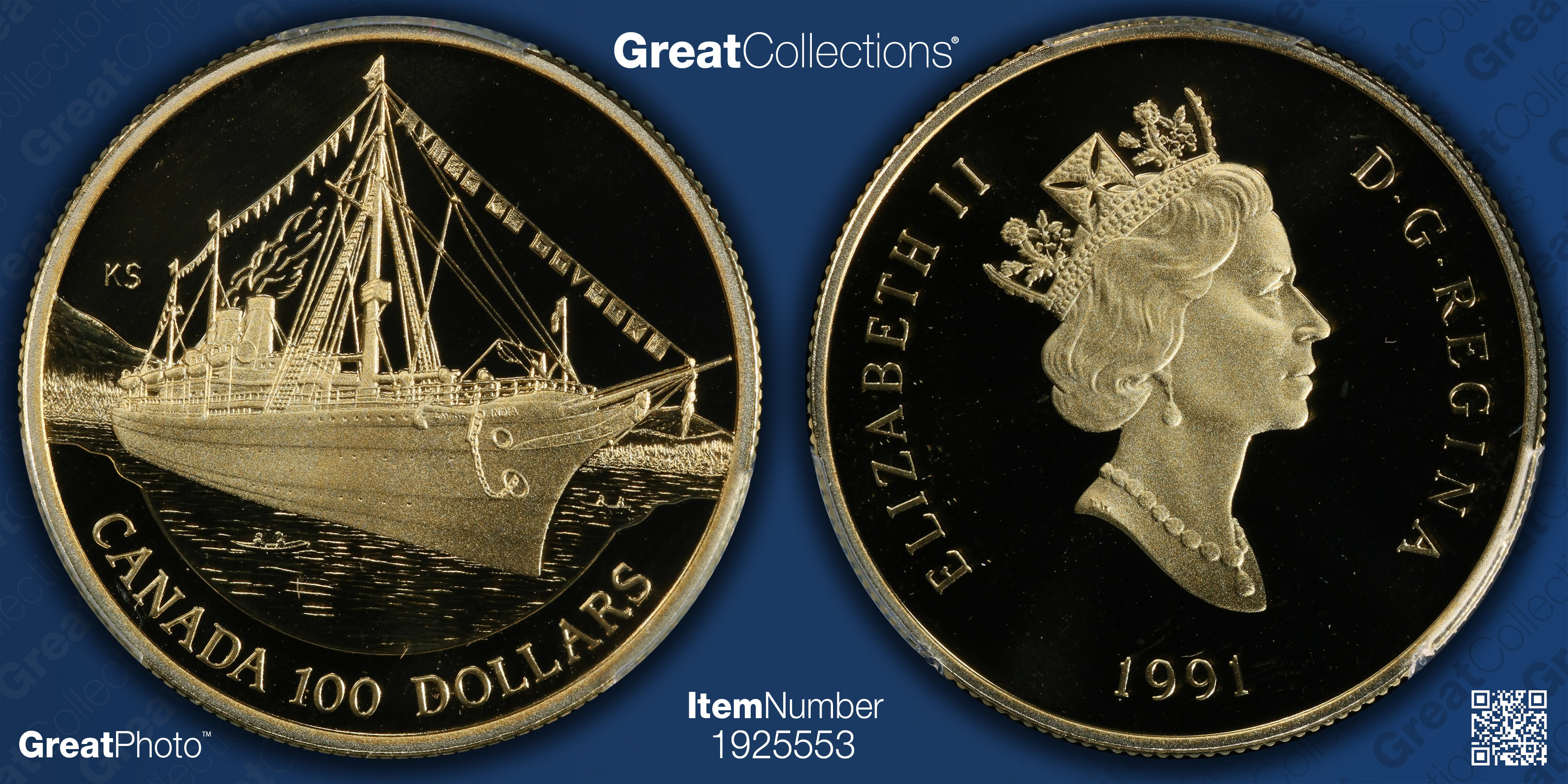 Canada 1991 Gold $100 S.S. Empress of India KM-180 PCGS Proof-69