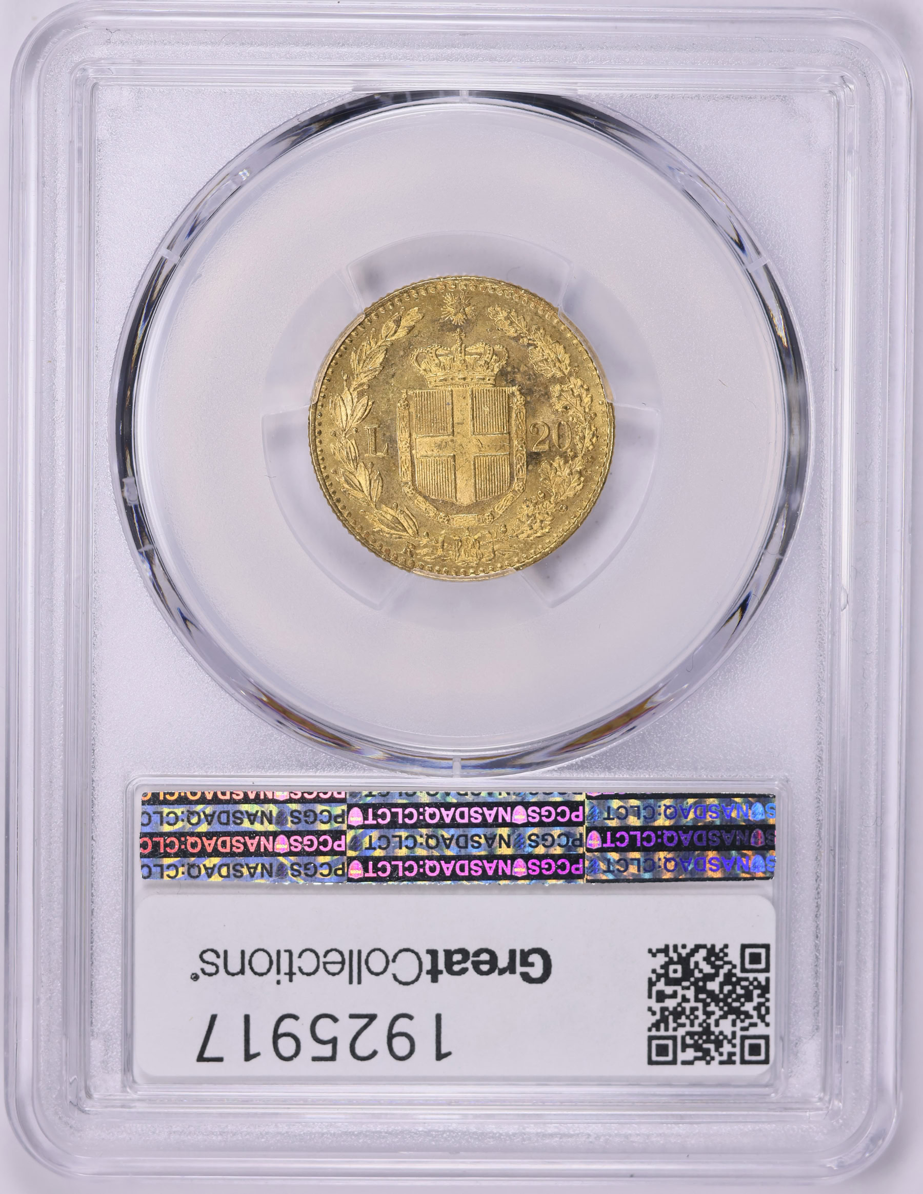 Italy 1882-R Gold 20 Lire KM-21 PCGS MS-62 (AGW = 0.1867 Oz