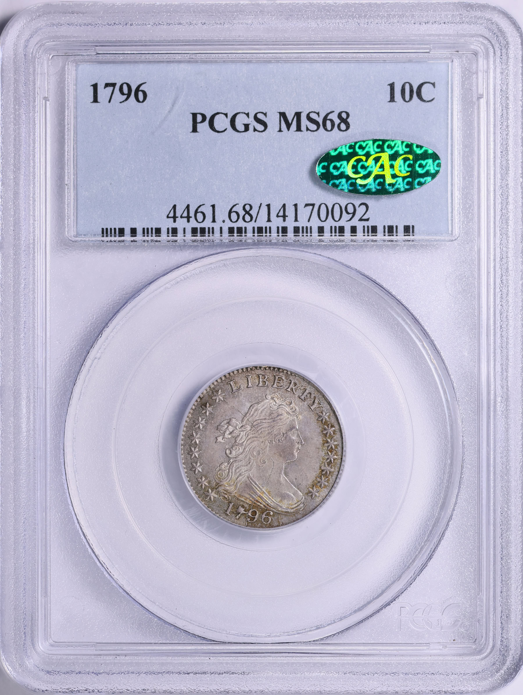 プノメーケスケラス　DD−786 1796 Draped Bust Dime PCGS MS-68 (CAC Green) (Item 1926311