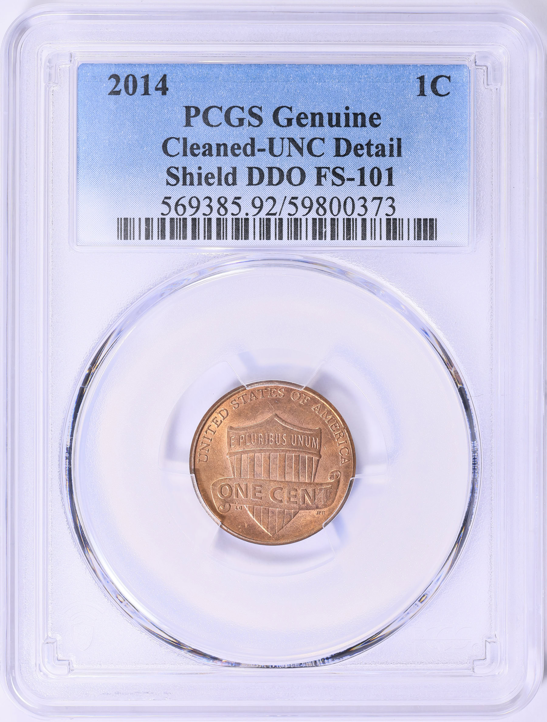 2014 Lincoln Cent Shield Doubled Die Obverse FS-101 PCGS Genuine