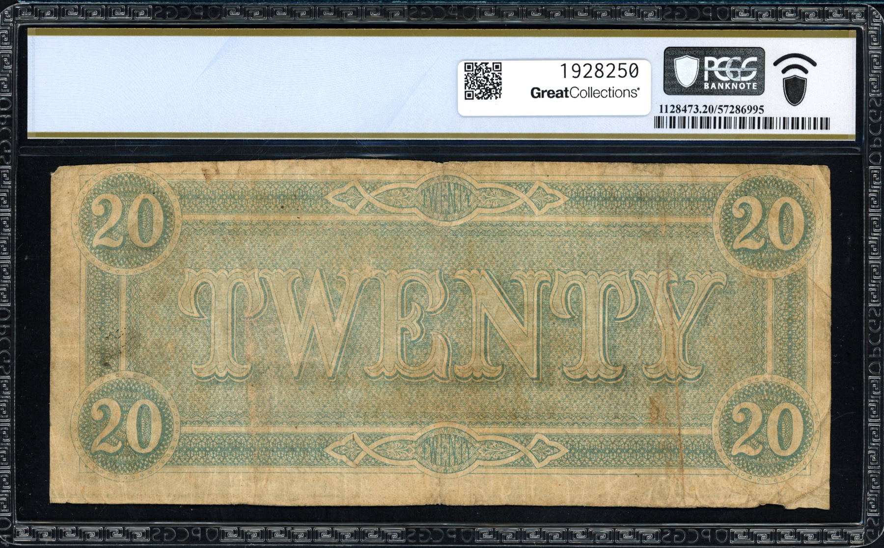T-67 1864 Confederate States of America $20 Note PCGS Banknote