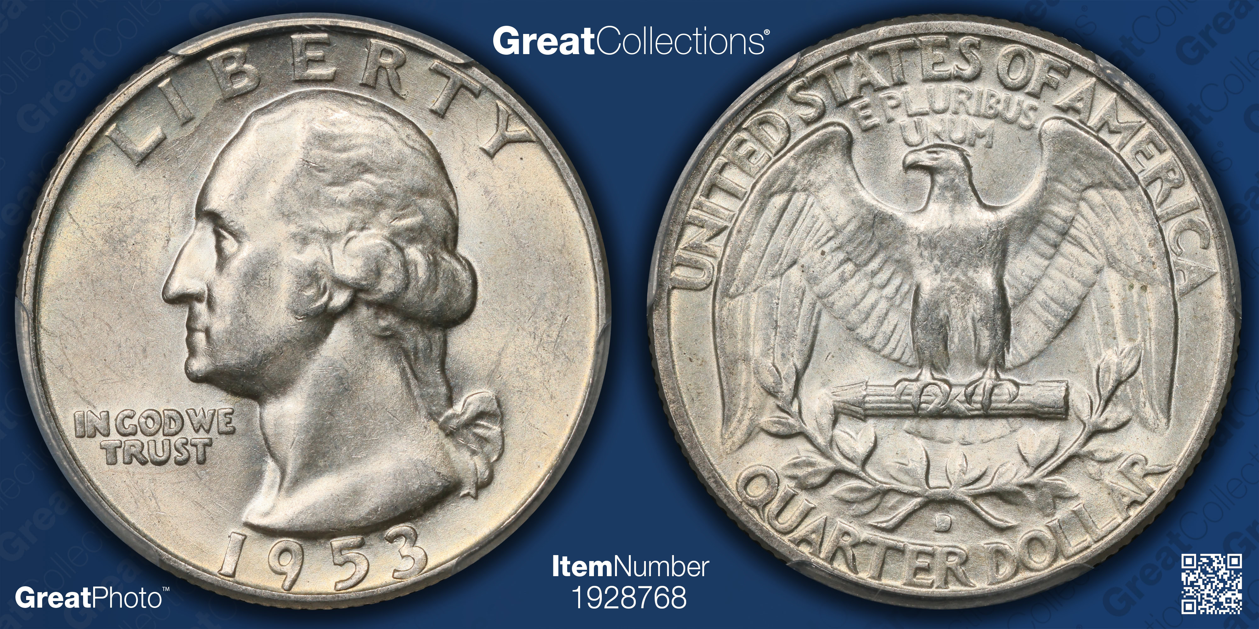 1953-D/D Washington Quarter D/ Inverted D FS-501 PCGS AU-58 (CAC Green ...
