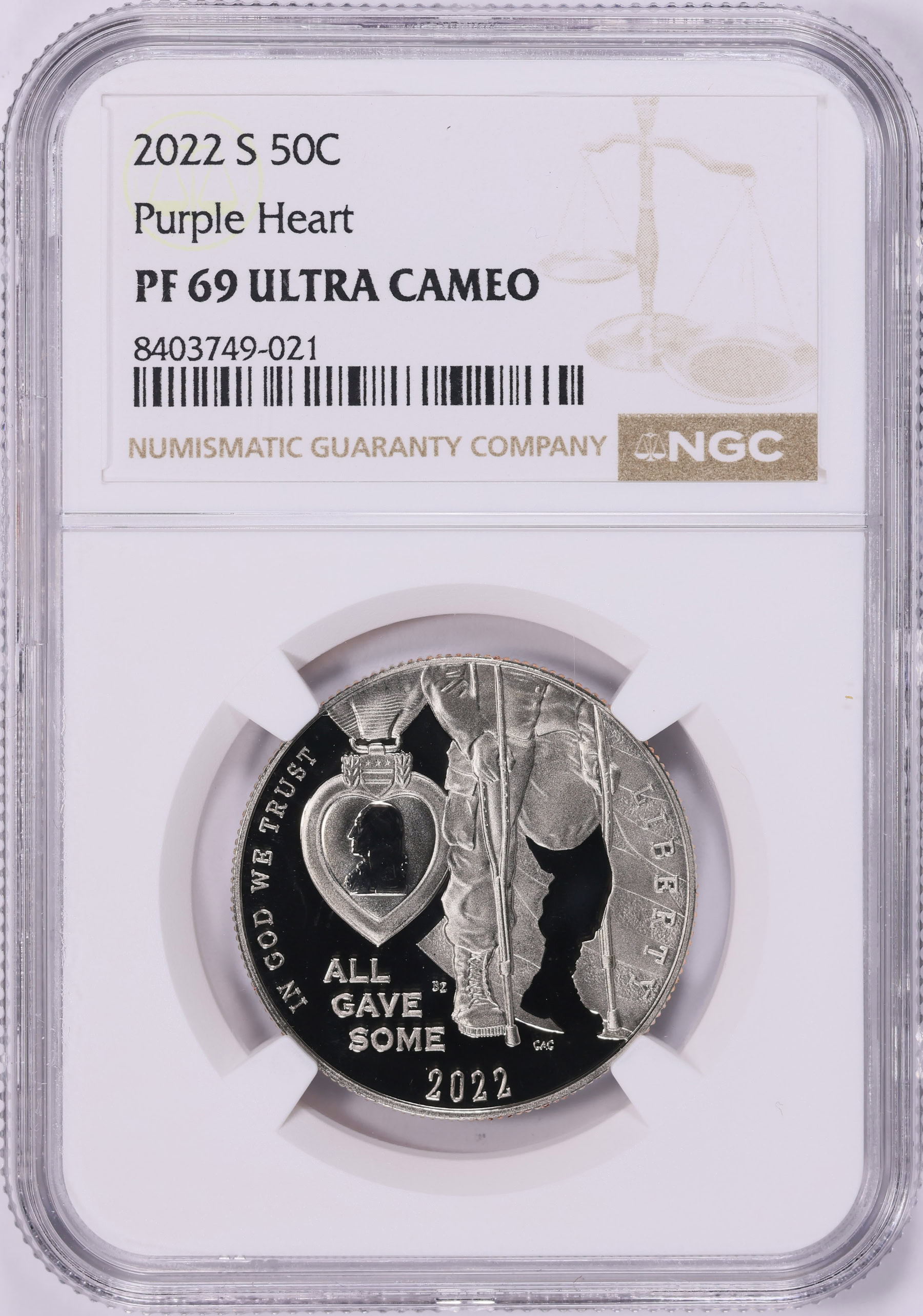 2022-S National Purple Heart Hall of Honor Half Dollar NGC Proof-69 UC ...