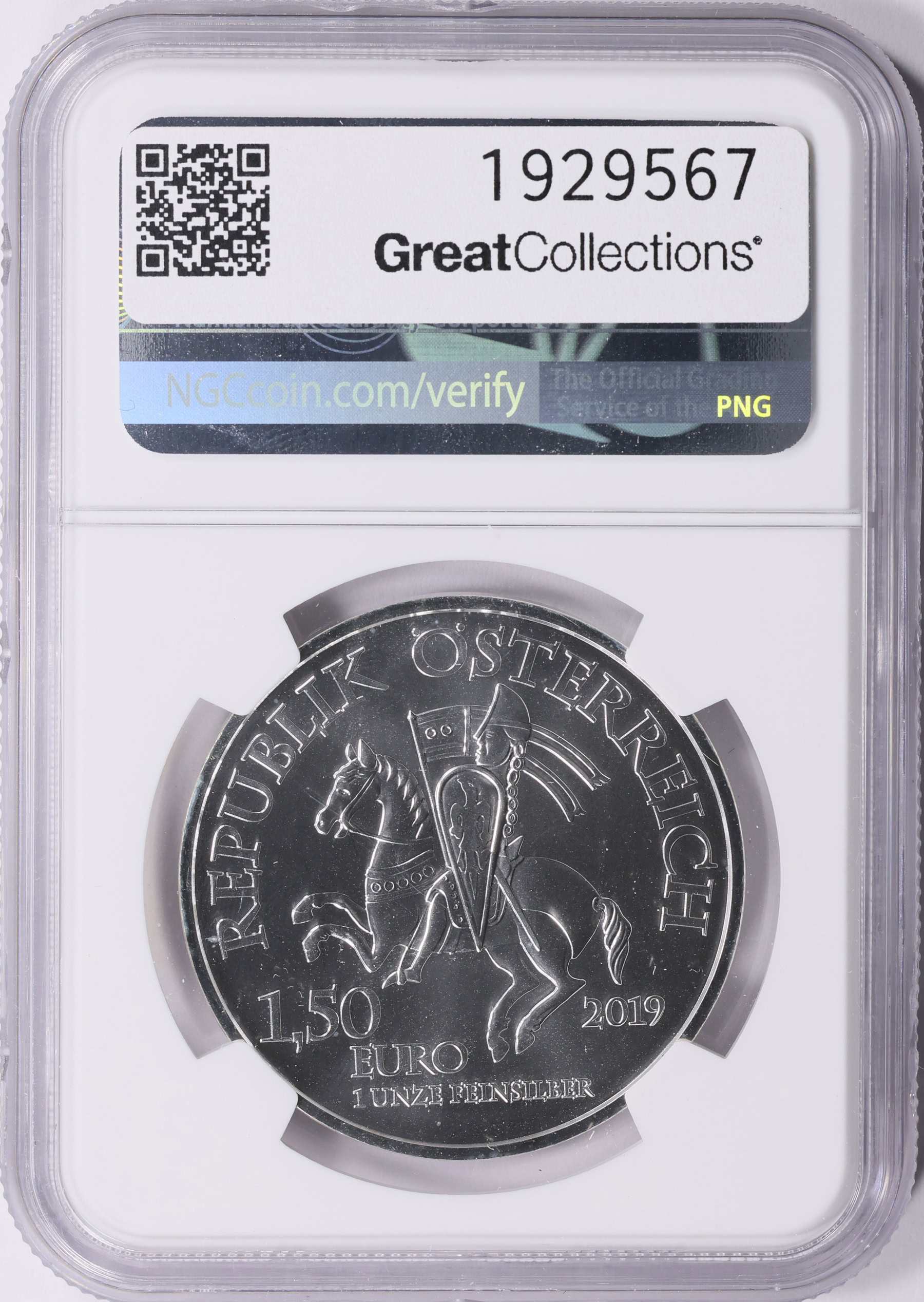 Austria 2019 Silver €1.50 Wiener Neustadt First Releases NGC MS-69