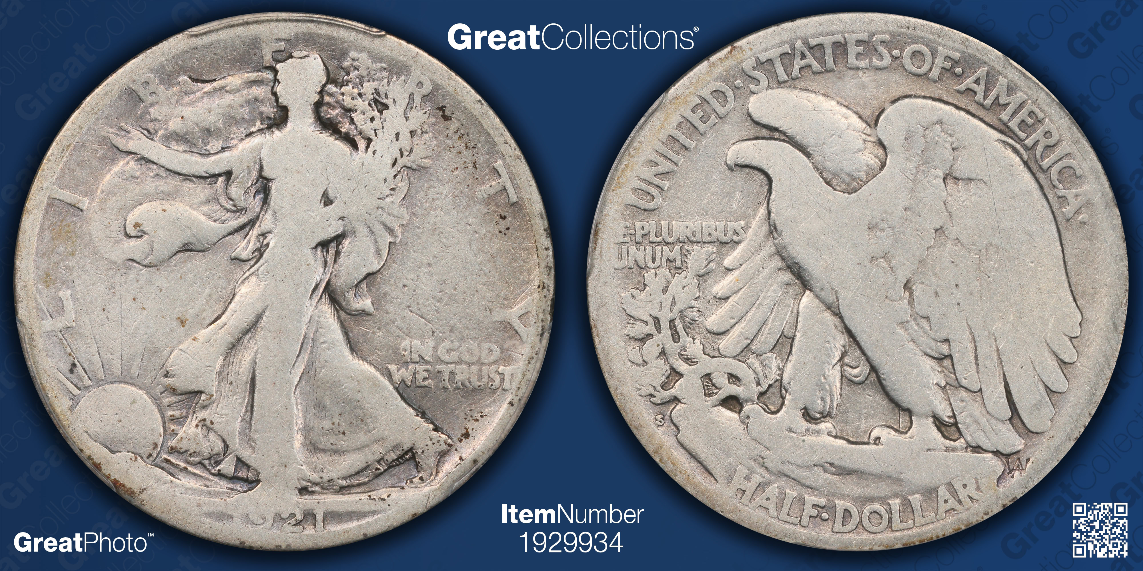 1921-S Walking Liberty Half Dollar PCGS AG-03 (Item 1929934