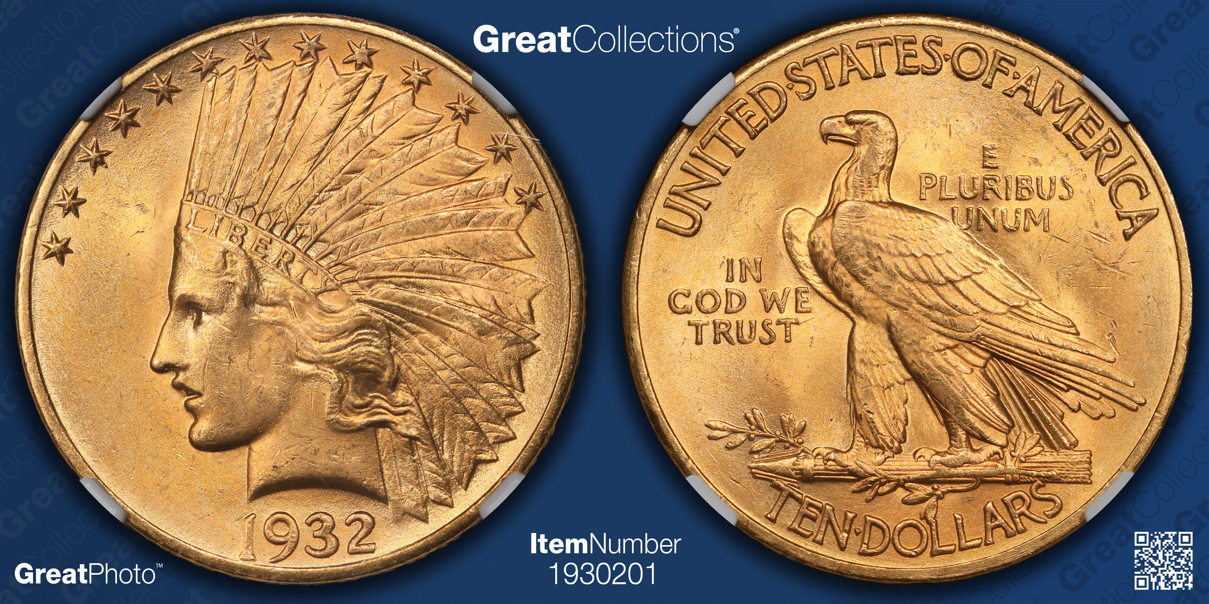 1932 Indian Gold Eagle NGC MS-64 (Item 1930201) | GreatCollections Coin ...