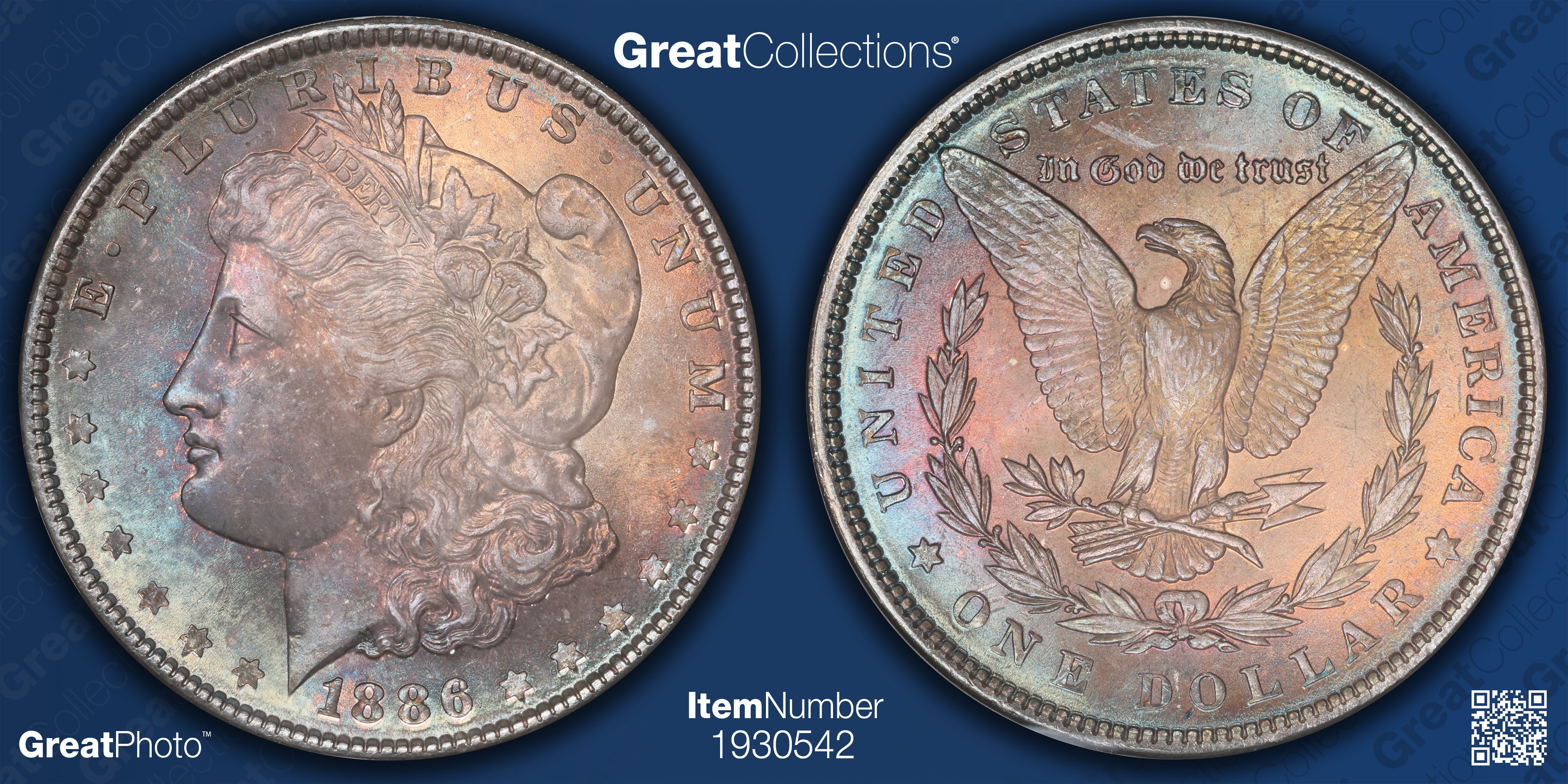 週刊誌 Mone 1886 Morgan Silver Dollar NGC MS-65 (Toned) (Item 1930542