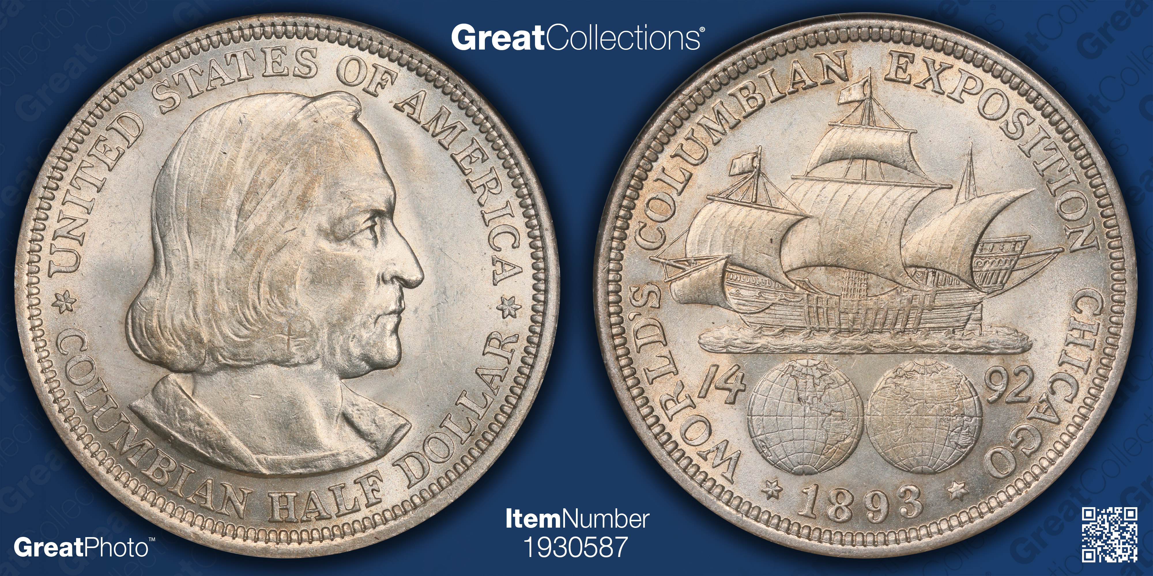 1893 World Columbian Exposition Half Dollar NGC MS-63 (Item