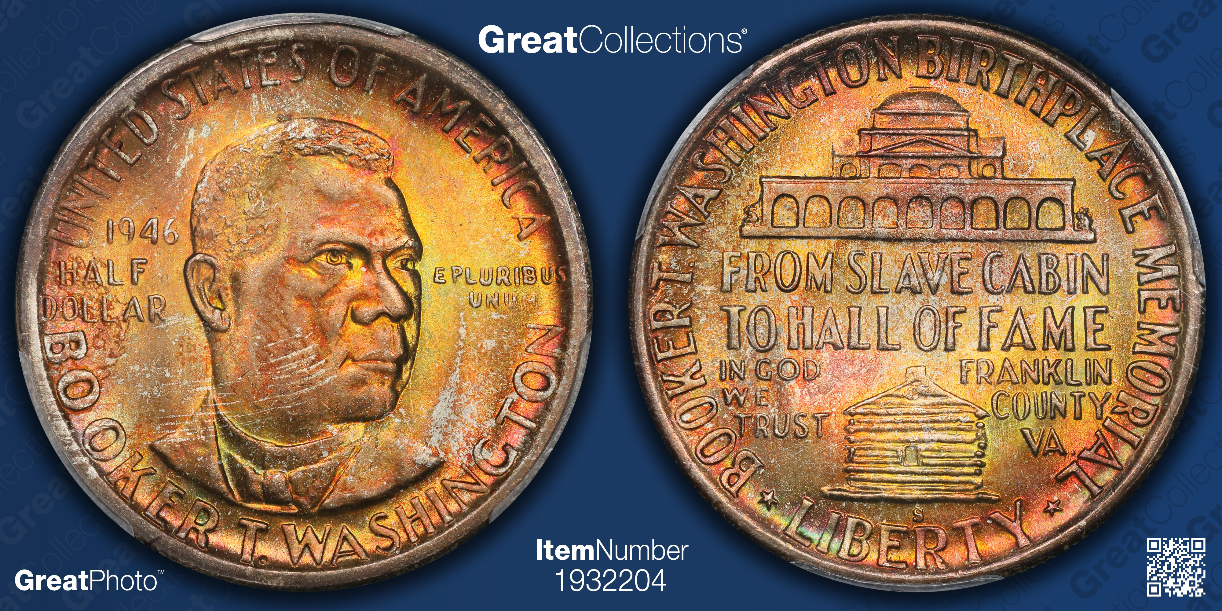 1946-S Booker T. Washington Memorial Half Dollar PCGS MS-68 (CAC