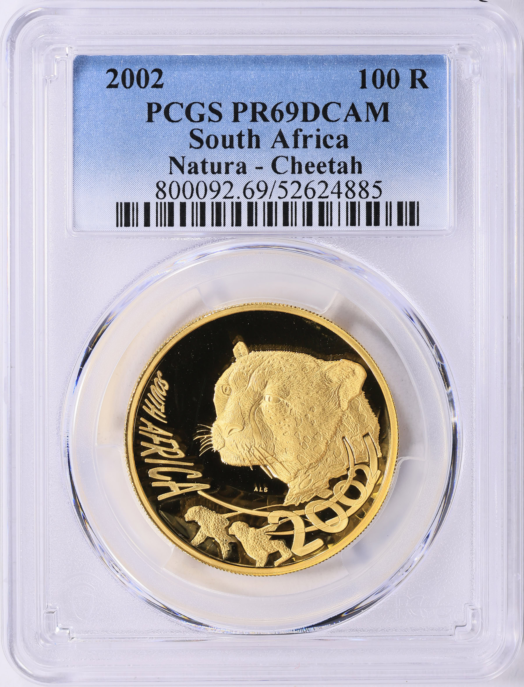 South Africa 2002 Gold 100 Rand Natura - Cheetah KM-413 PCGS Proof-69 ...