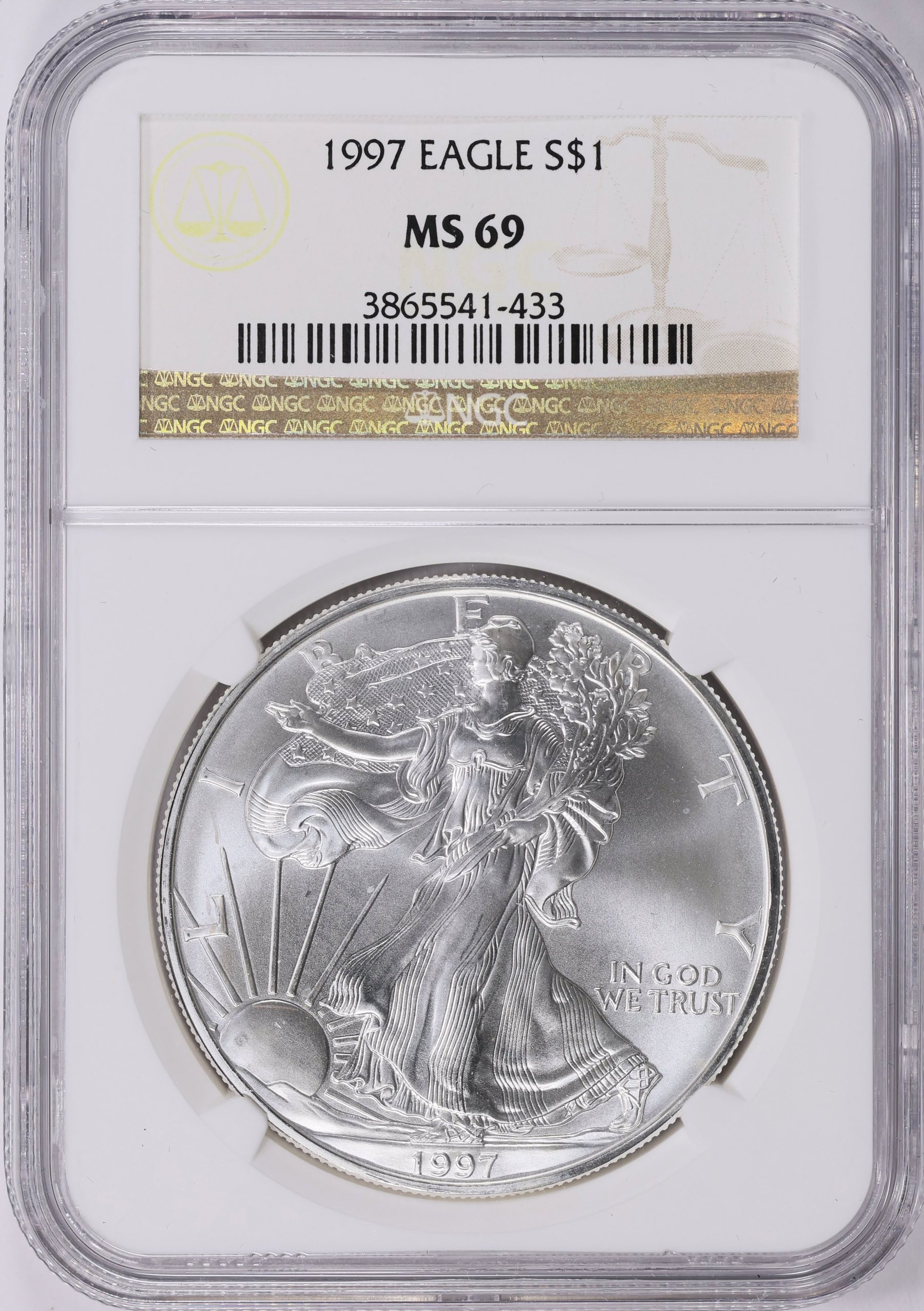 1997 $1 Silver Eagle NGC MS-69 (Item 1933473) | GreatCollections