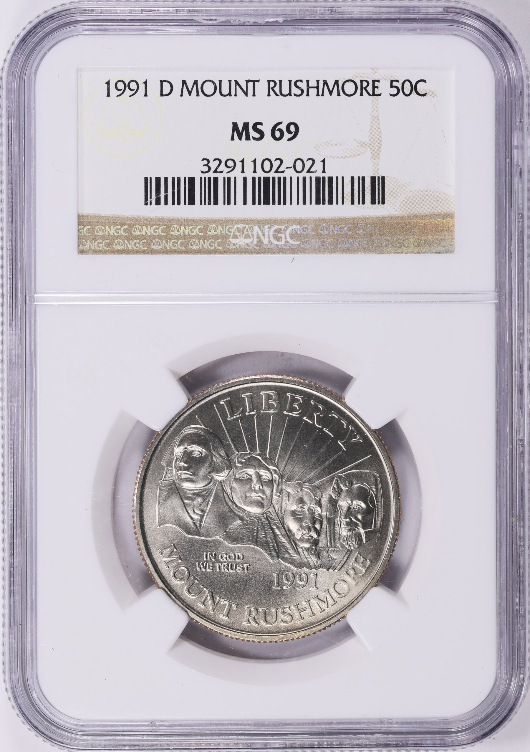 1991-D Mount Rushmore Golden Anniversary Clad Half Dollar NGC MS