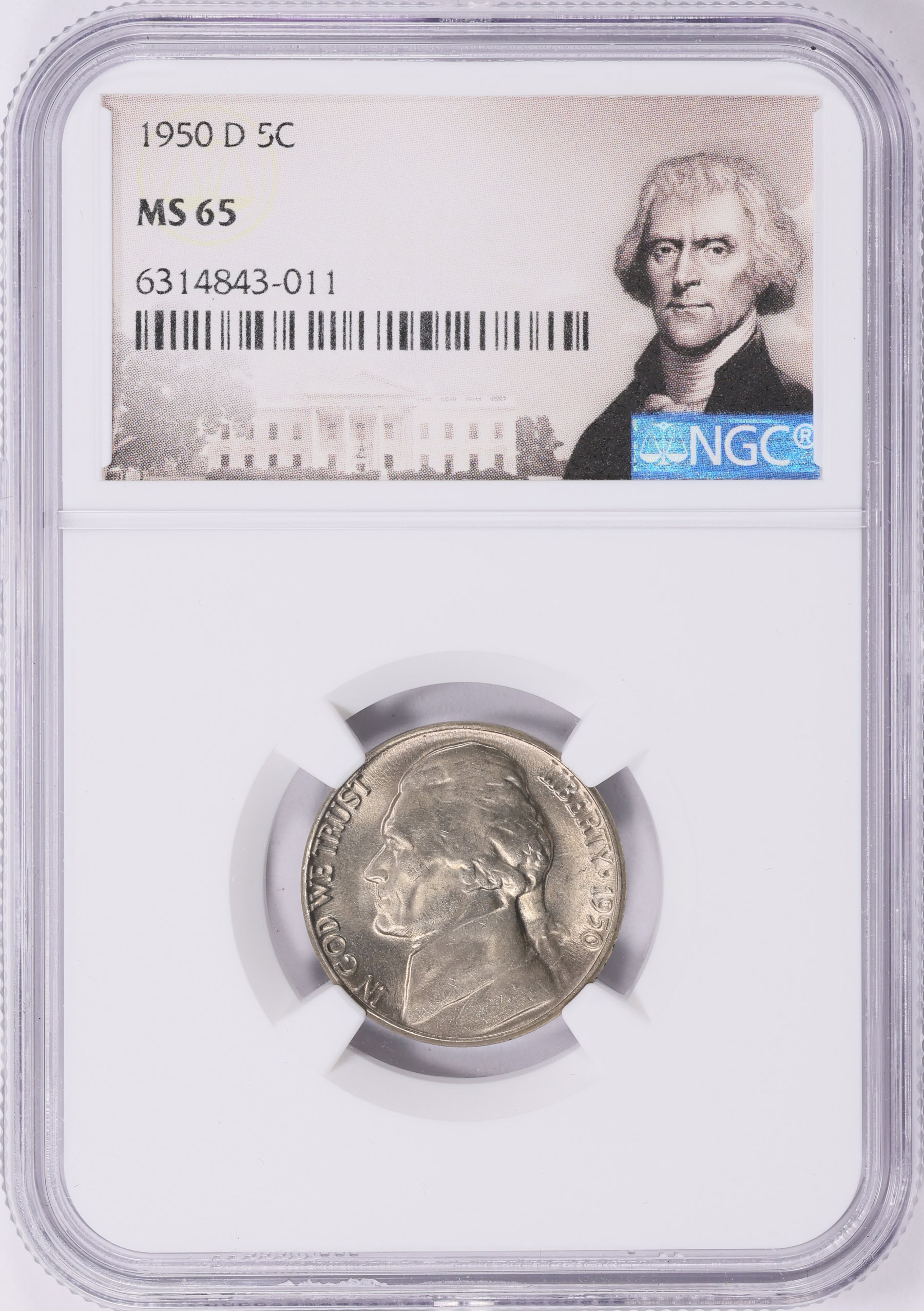 1950-D Jefferson Nickel NGC MS-65 (Jefferson Label) (Item 1933549