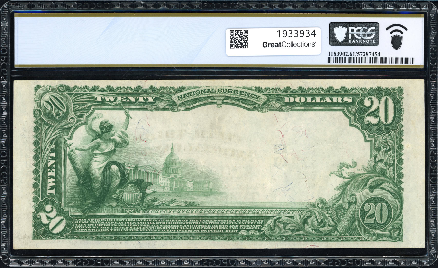 Fr. 652 Cincinnati, Ohio 1902 $20 Plain Back Note The Fifth-Third