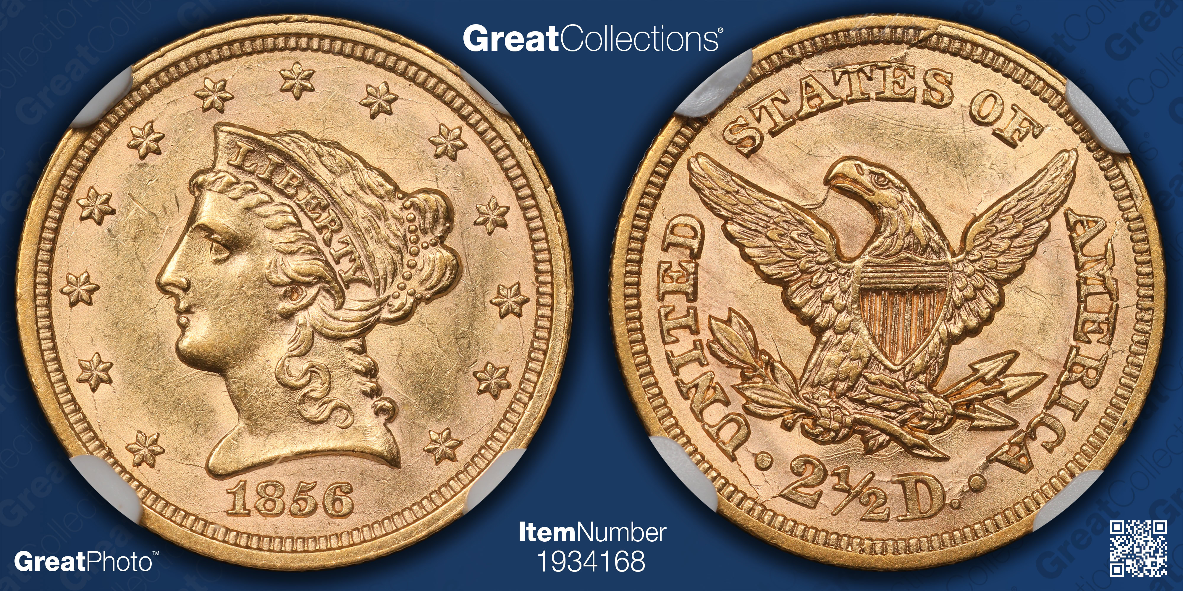 1856 Liberty Gold Quarter Eagle NGC MS-61 (Item 1934168 ...