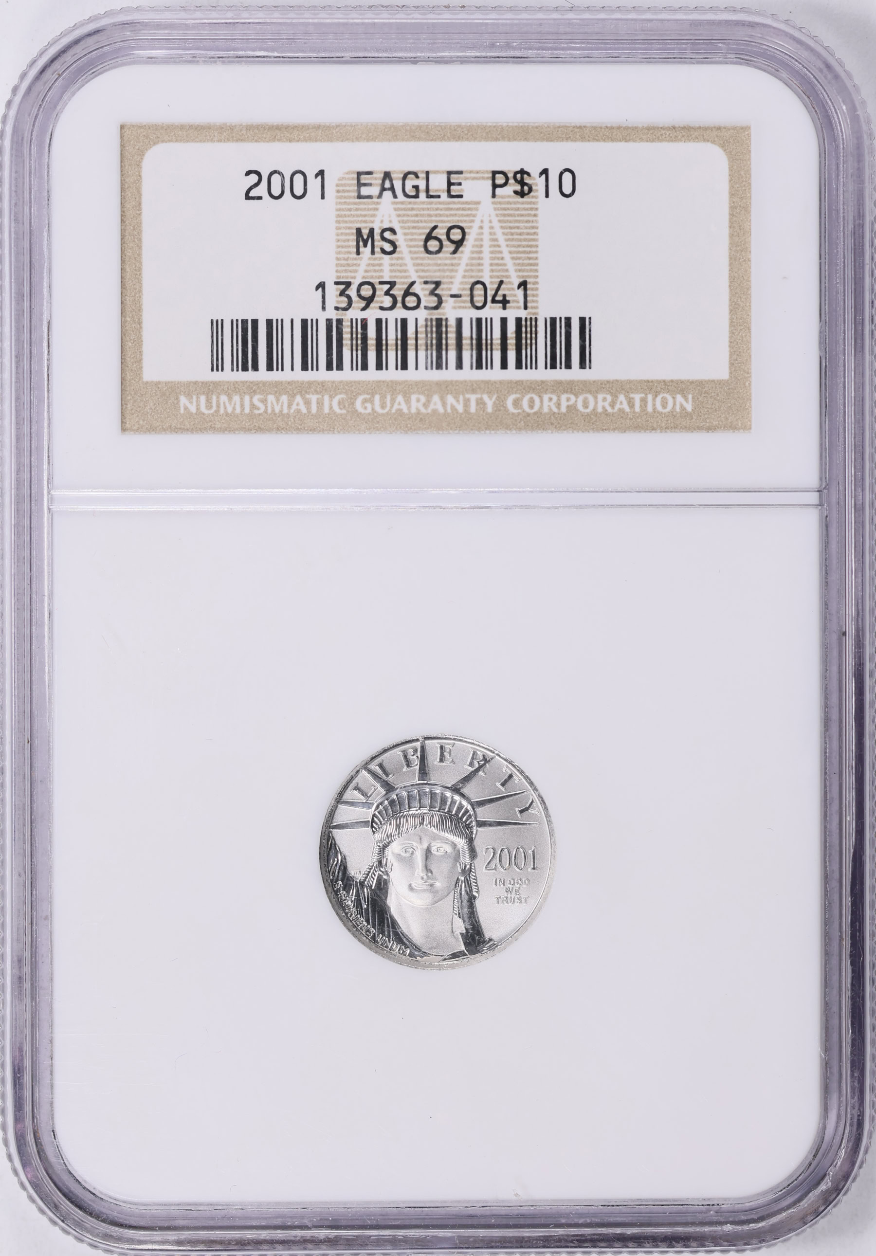 2001 $10 Tenth-Ounce Platinum American Eagle NGC MS-69 (Item