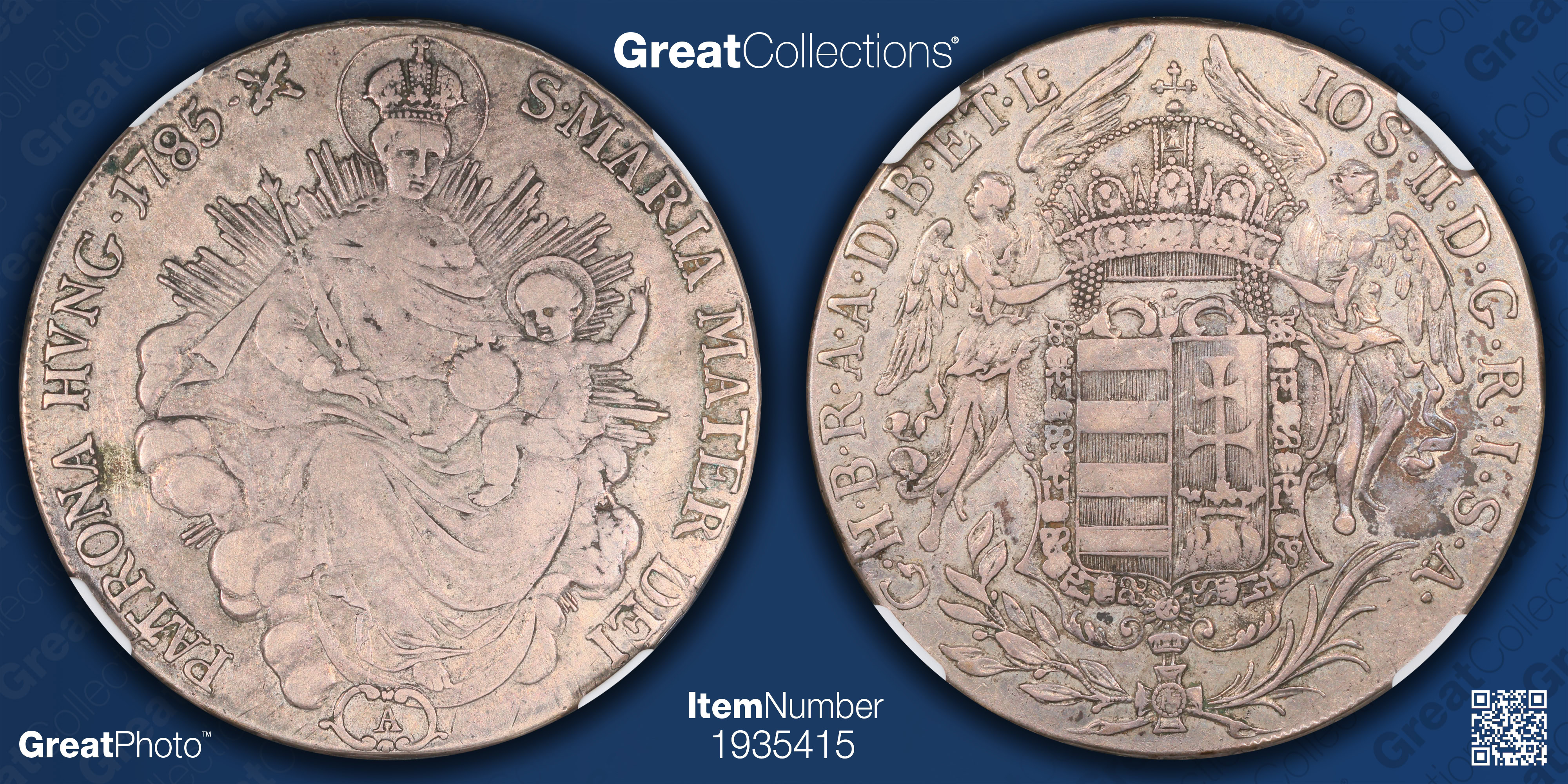 Hungary 1785-A Silver Thaler KM-400.1 NGC VF-30 (Item 1935415