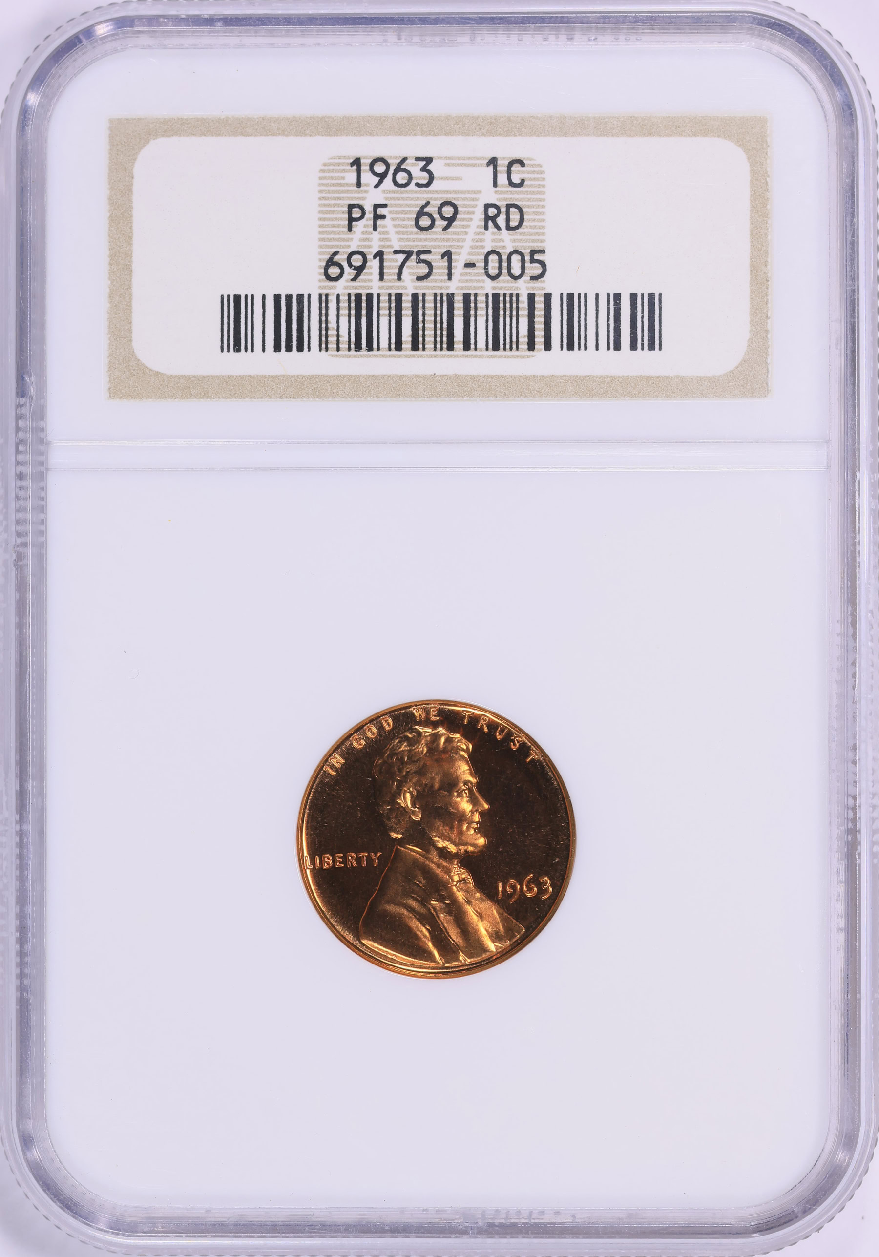 1963 Lincoln Cent NGC Proof-69 RD (Item 1938504) | GreatCollections ...