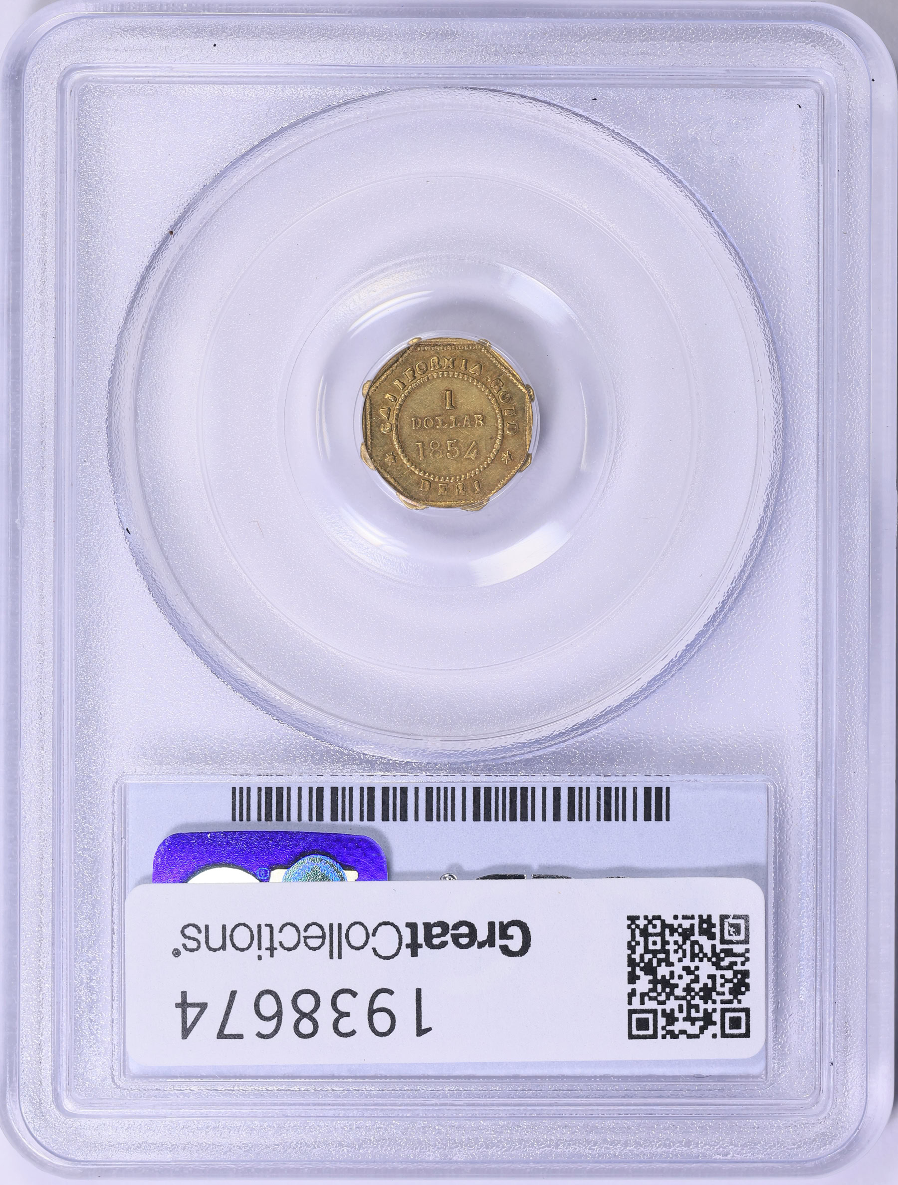 1854 California Fractional Gold $1 BG-528 PCGS AU-53 (Item 1938674