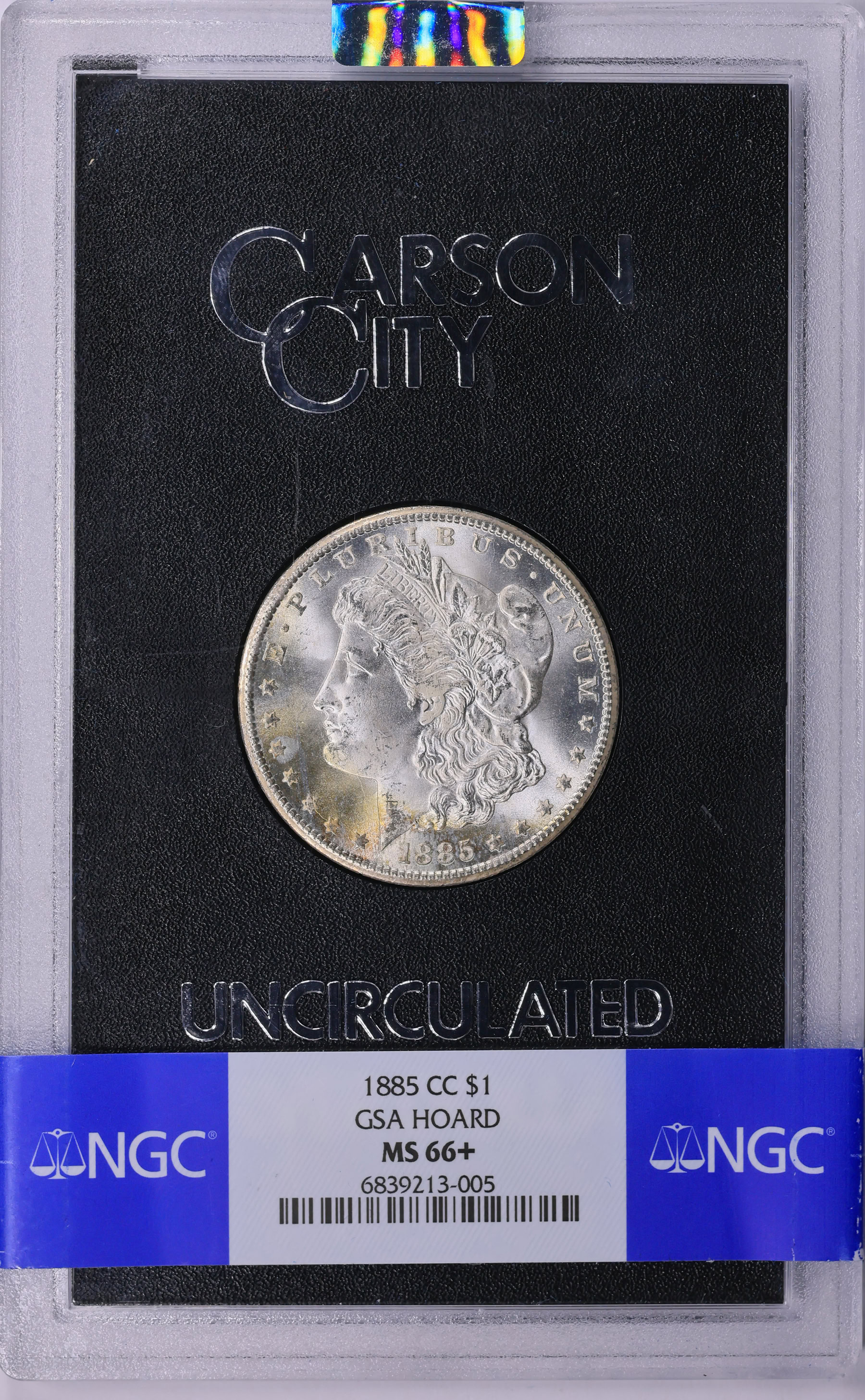 1885-CC Morgan Silver Dollar GSA Hoard NGC MS-66+ (GSA Holder