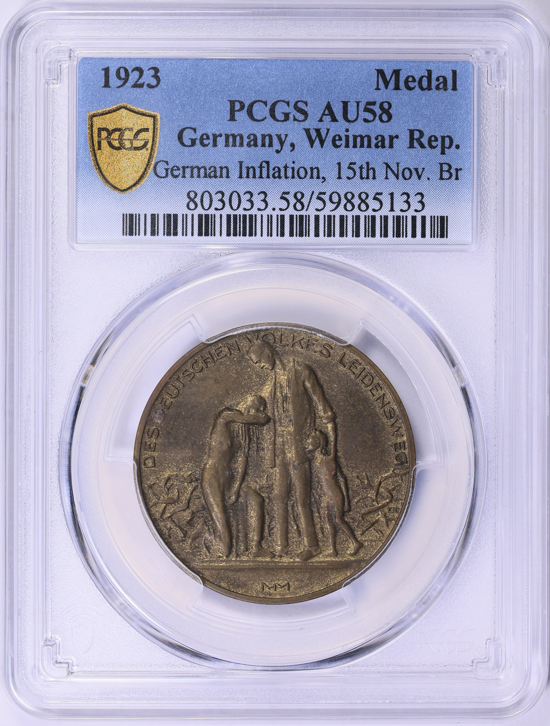Germany 1923 Bronze 32mm 15th November German Inflation Medal PCGS