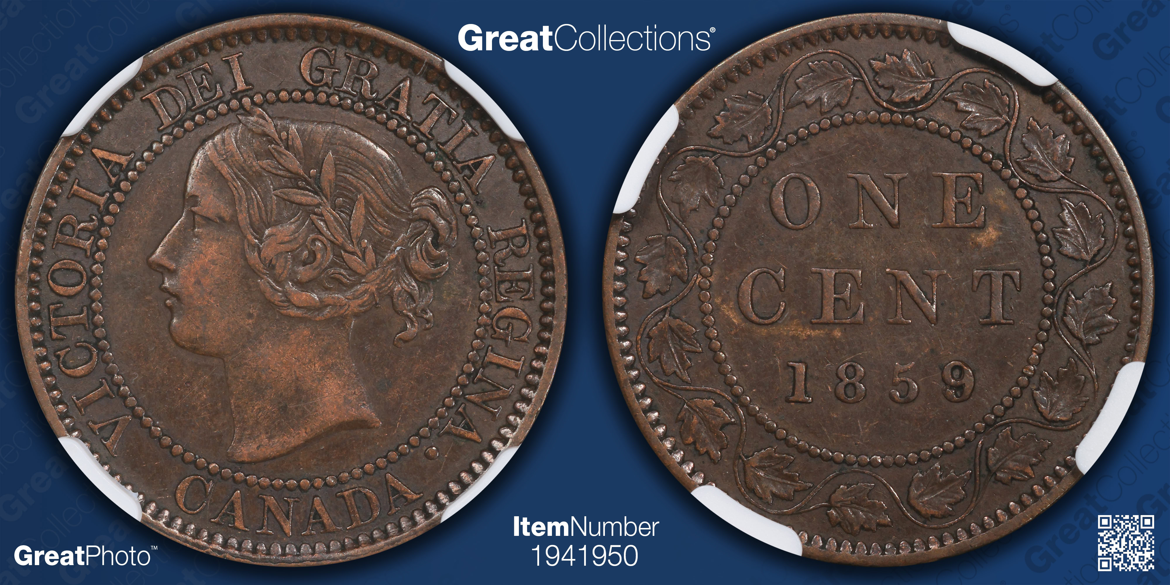 Canada 1859/8 Cent Wide 9 Medallic Axis KM-1 NGC XF-45 BN (Item