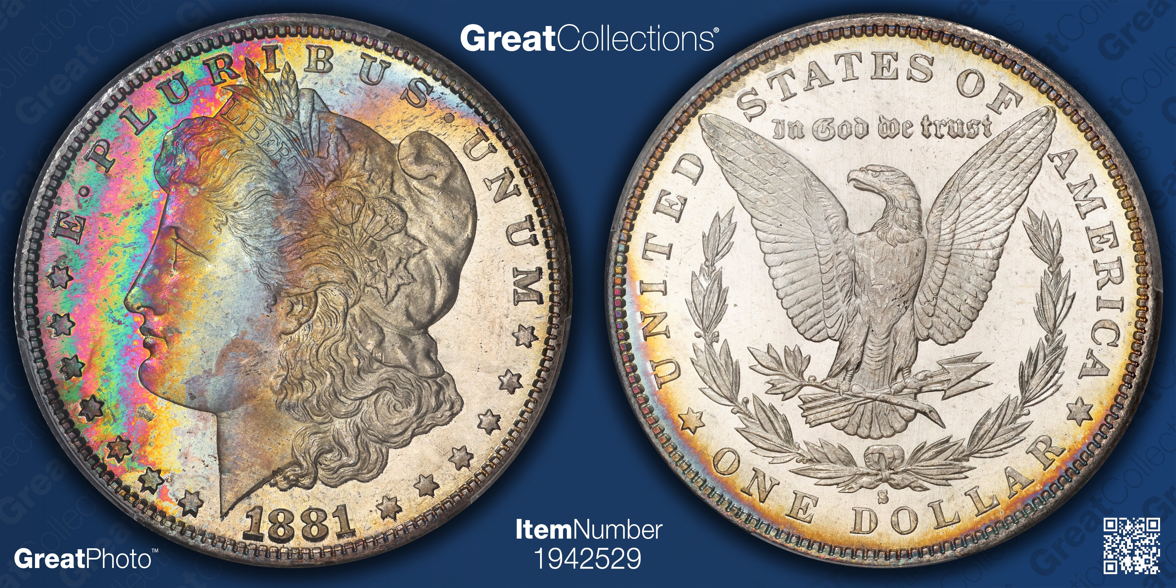 1881-S Morgan Silver Dollar PCGS MS-67+ PL (CAC Green) (Toned