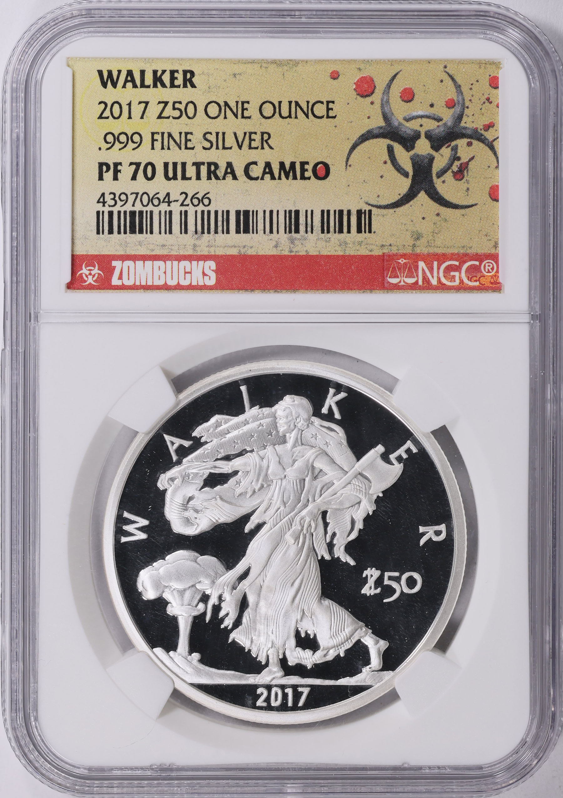 2017 Silver 1oz Z50 Zombucks Walker Round NGC Proof-70 UC | NGC