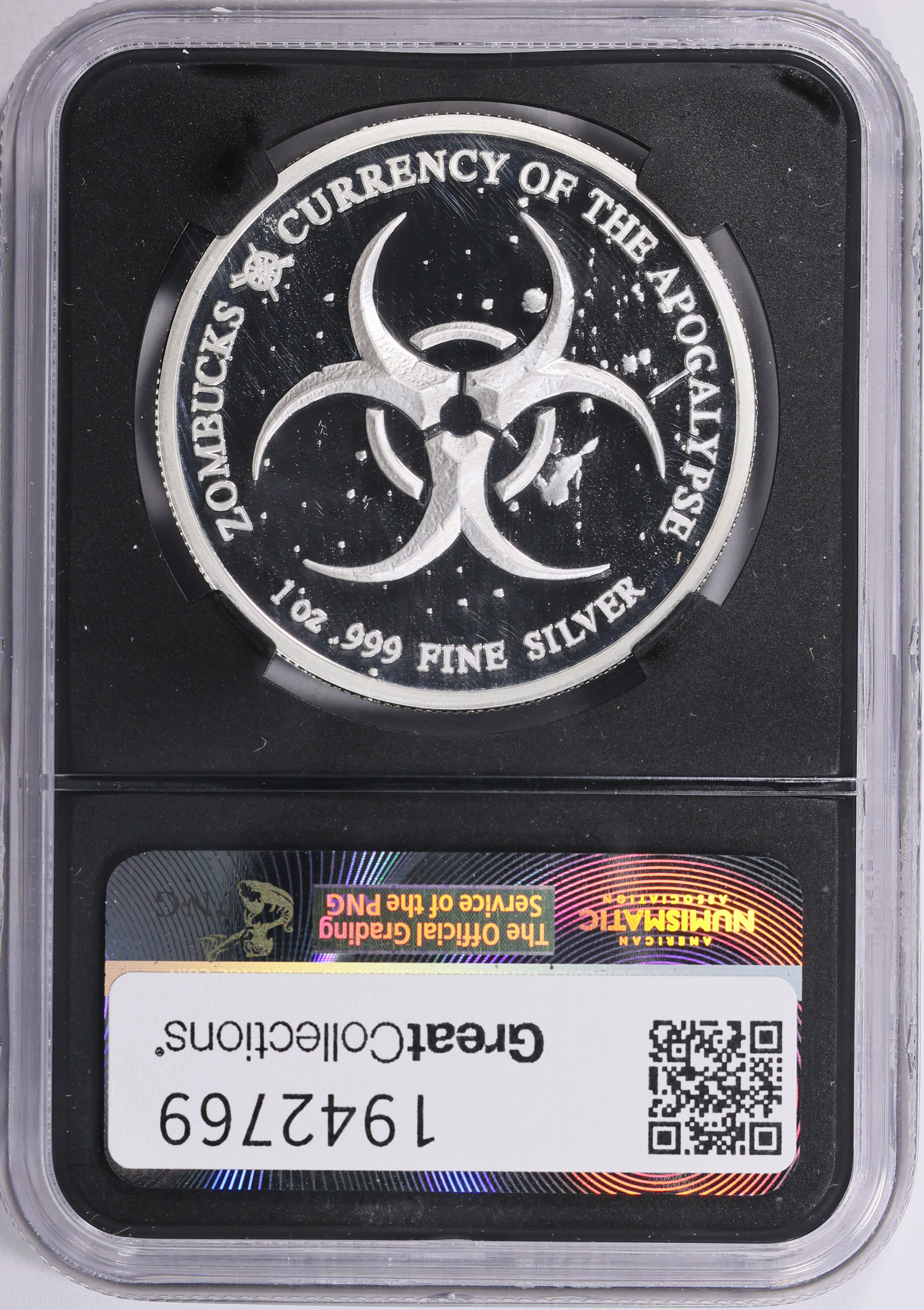 2019 Silver 1oz Z50 Zombucks The Saint Round NGC Proof-70 UC