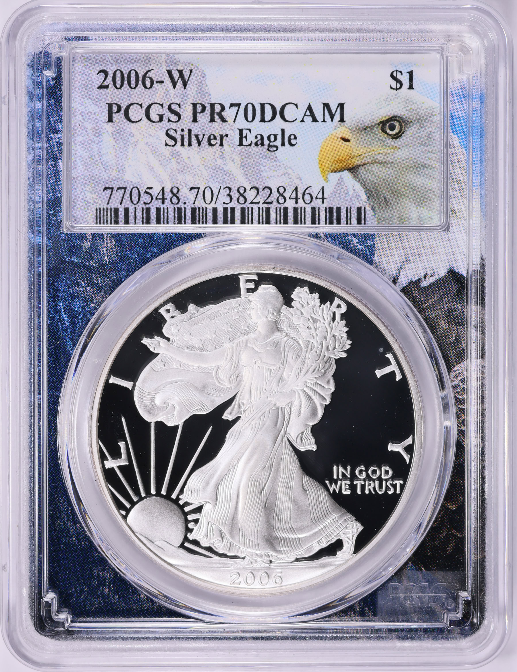 2006-W $1 Silver Eagle PCGS Proof-70 DCAM (Eagle Mountain Picture