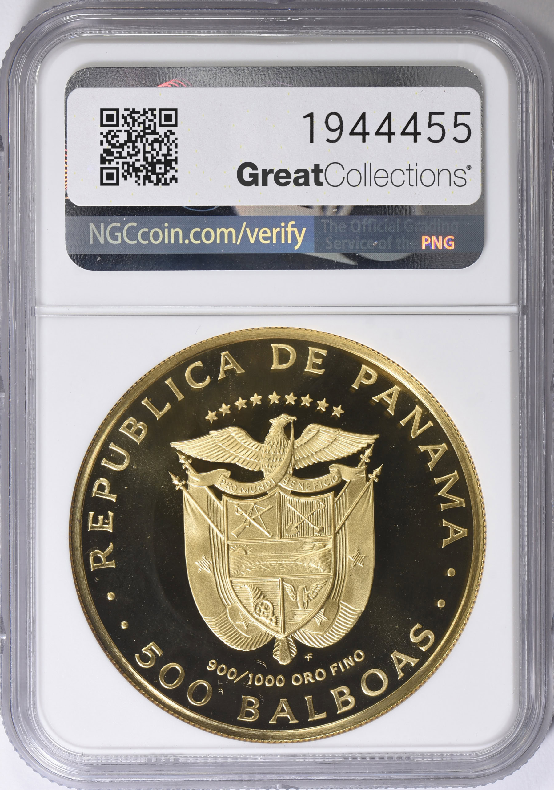 Panama 1975-FM Gold 500 Balboas 500th Anniversary of Vasco Nunez