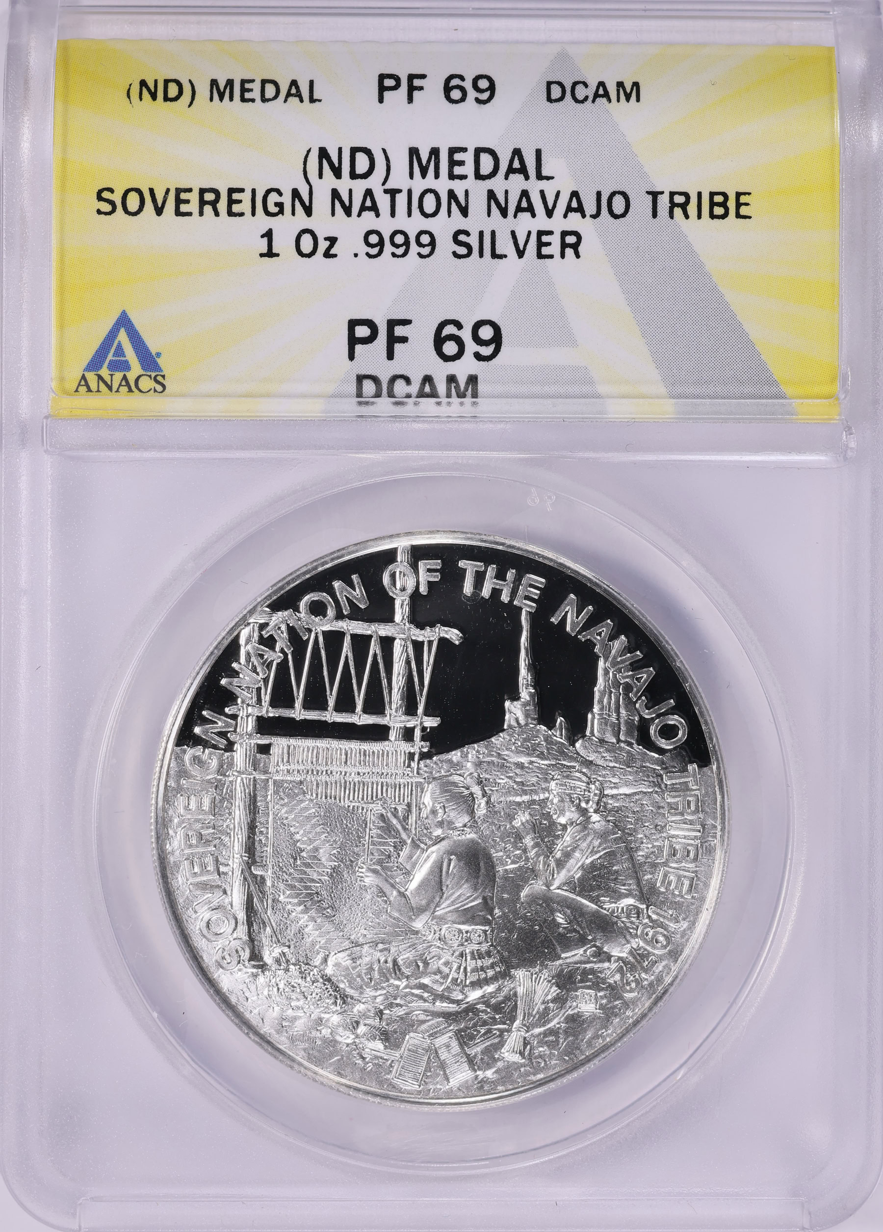 1972 Sovereign Nation of the Navajo Tribe Silver 1oz Medal ANACS