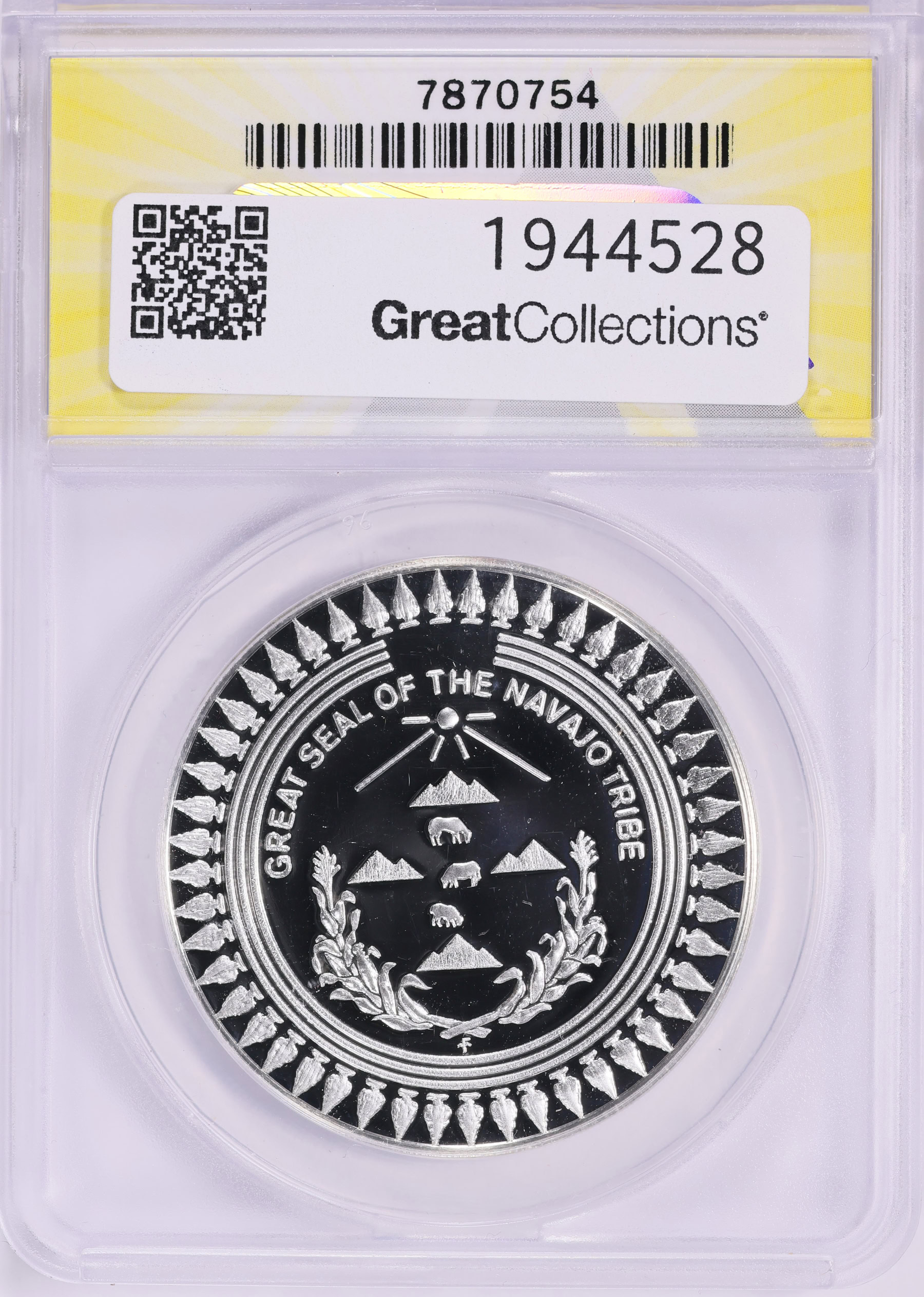 1972 Sovereign Nation of the Navajo Tribe Silver 1oz Medal ANACS