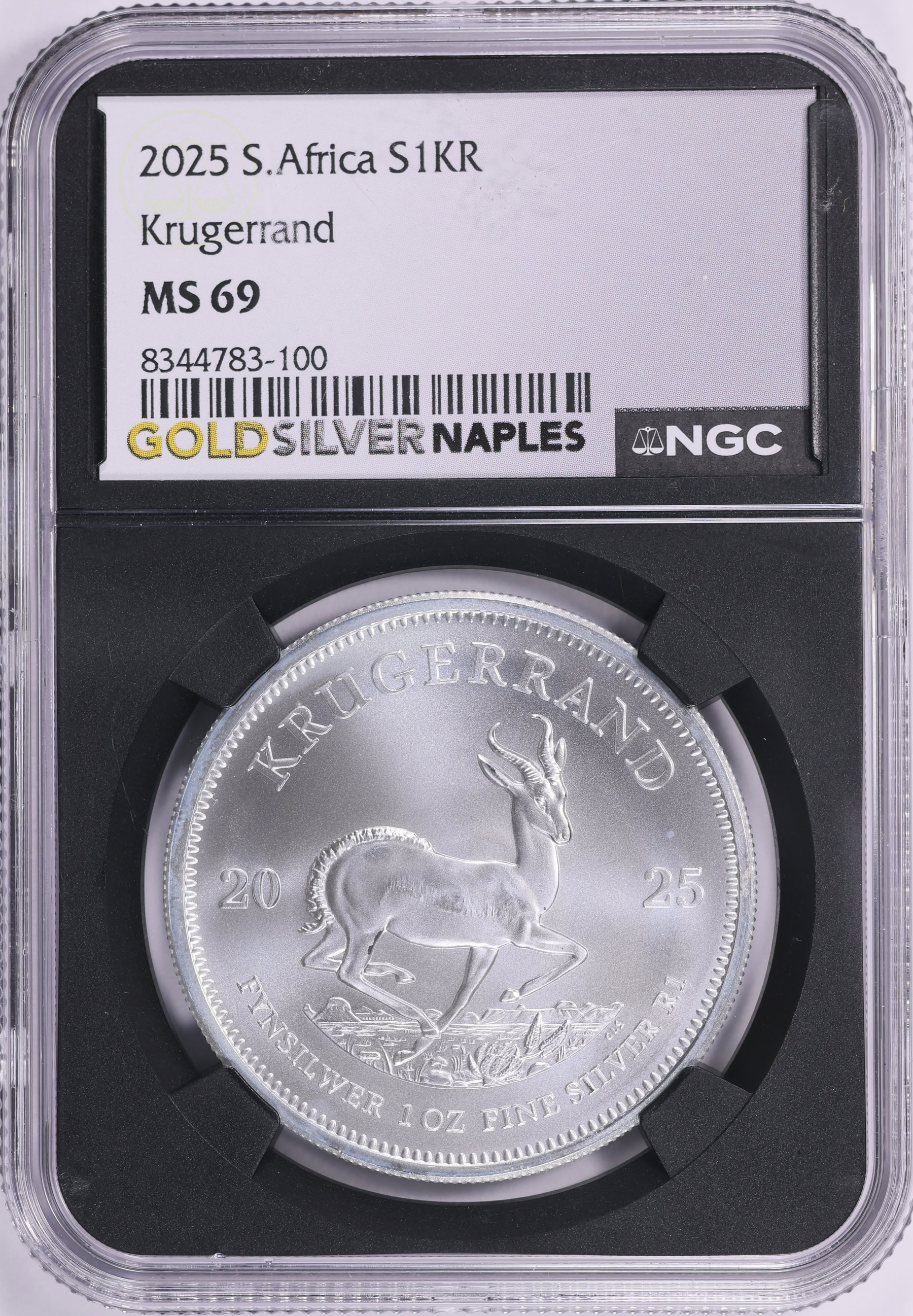 South Africa 2025 Silver Krugerrand NGC MS-69 (Black Frame Holder