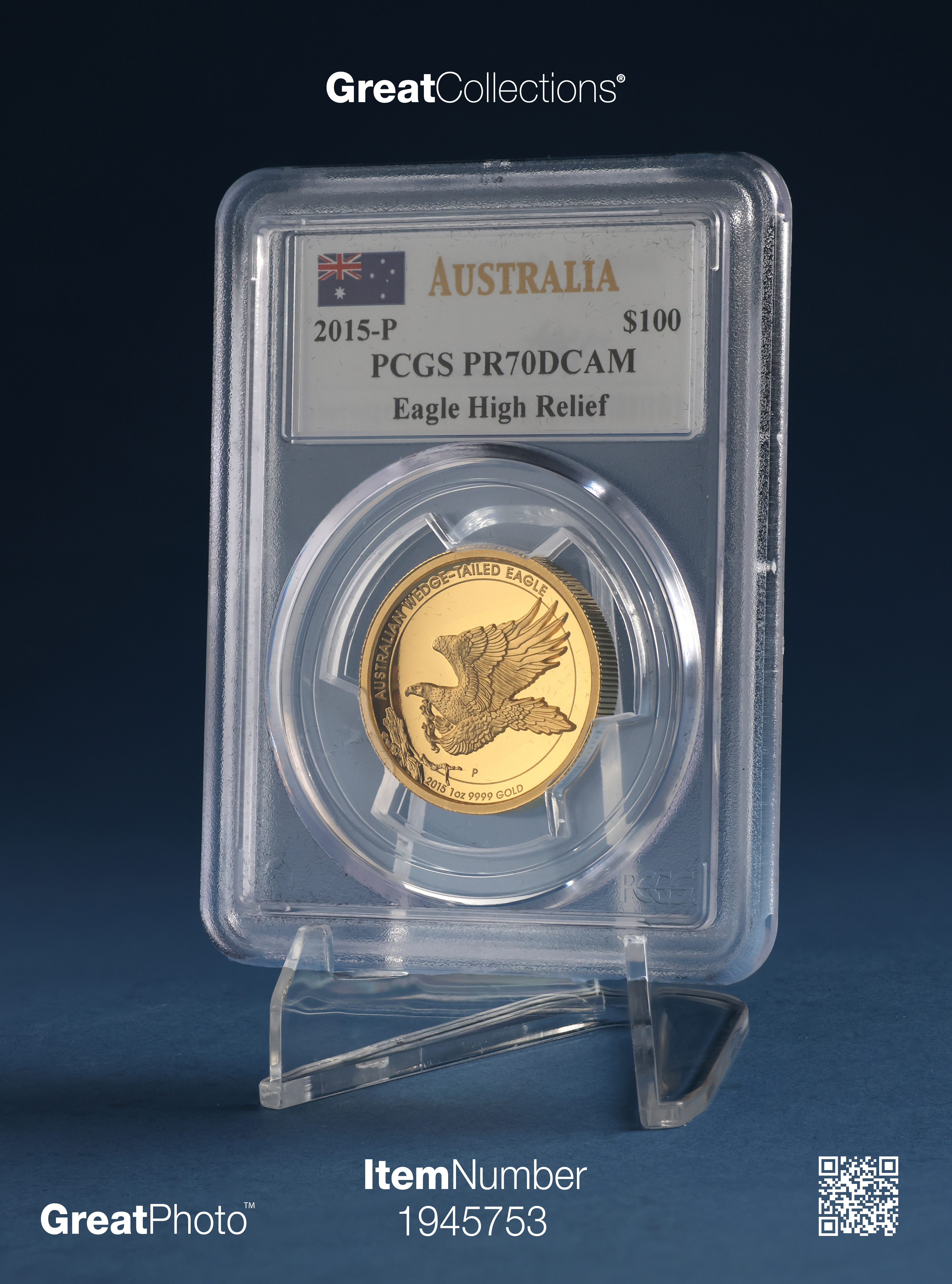Australia 2015-P Gold $100 Wedge-Tailed Eagle High Relief KM-2210 in ...