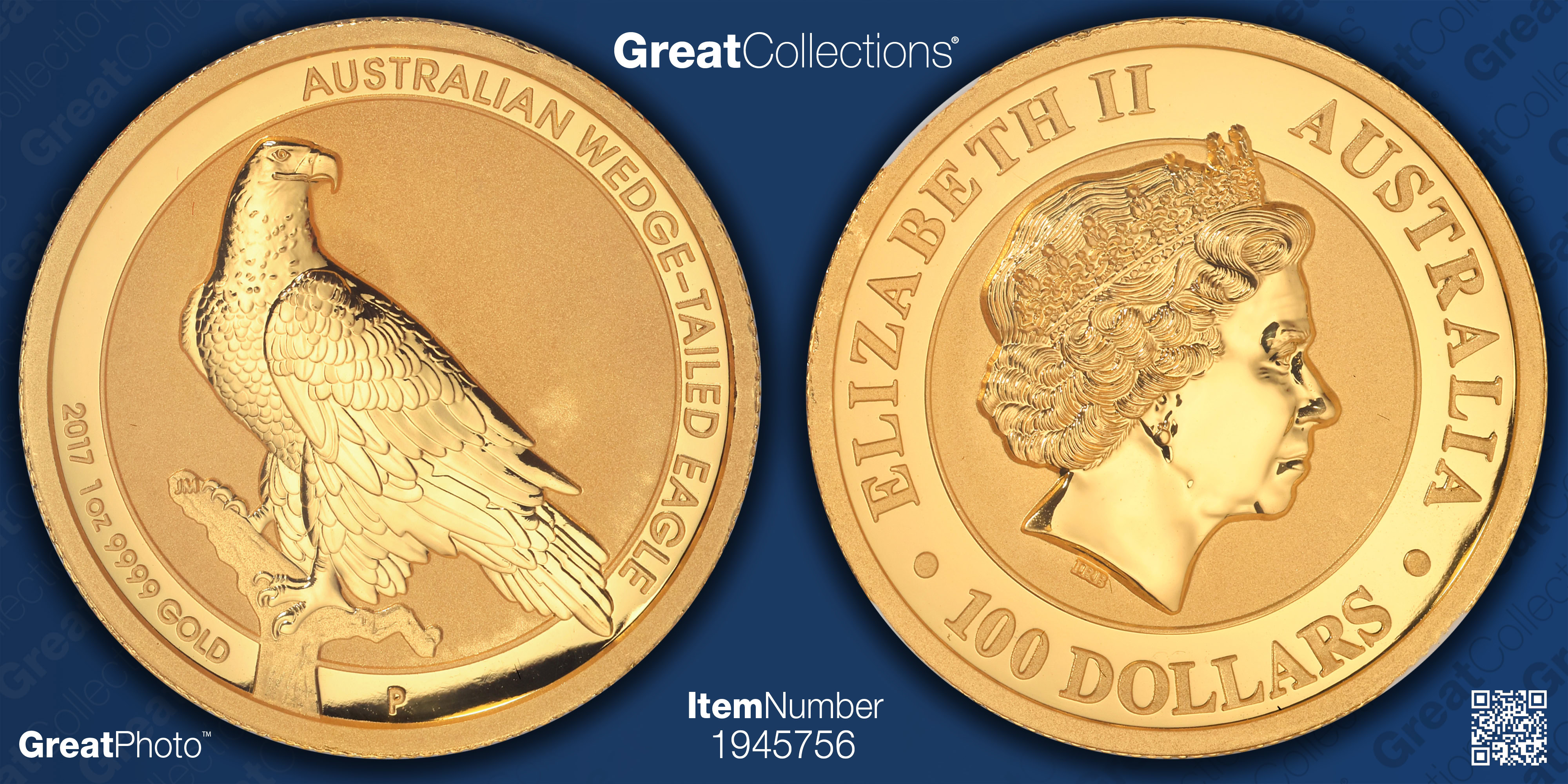 Australia 2017-P Gold $100 Wedge-Tailed Eagle High Relief Reverse