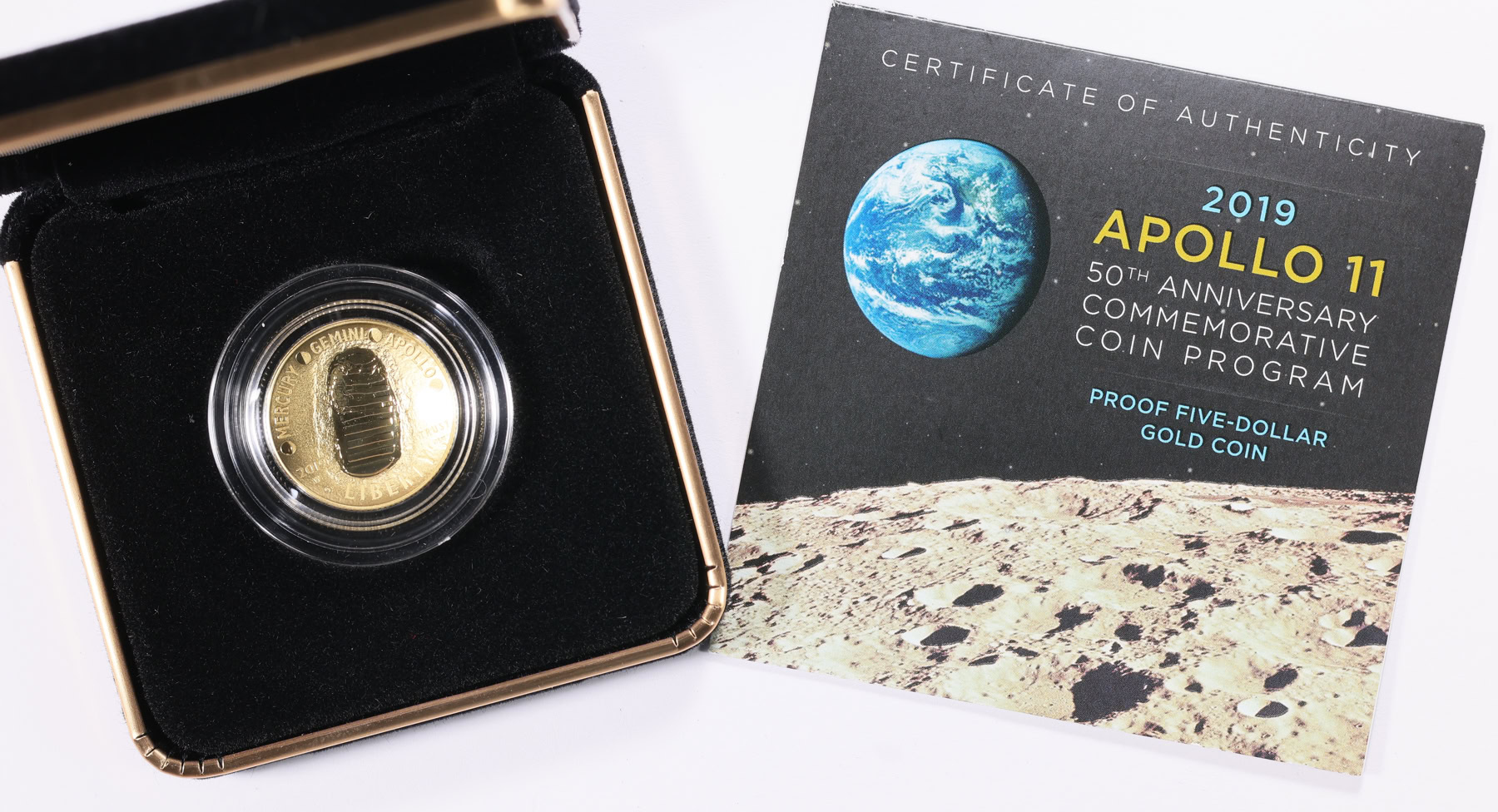 2019-W Apollo 11 50th Anniversary Gold $5 Proof Uncertified in Original ...