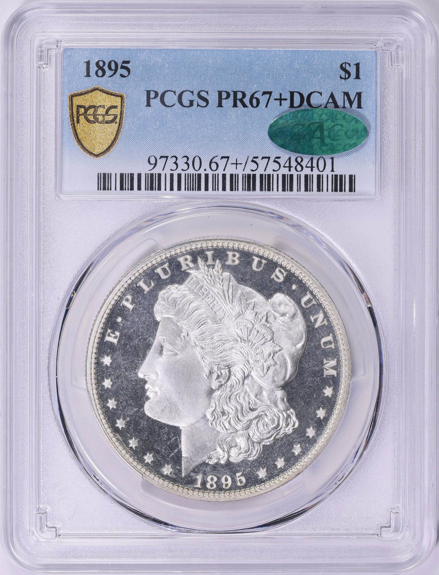 1895 Morgan Silver Dollar PCGS Proof-67+ DCAM (CAC Green) (Item