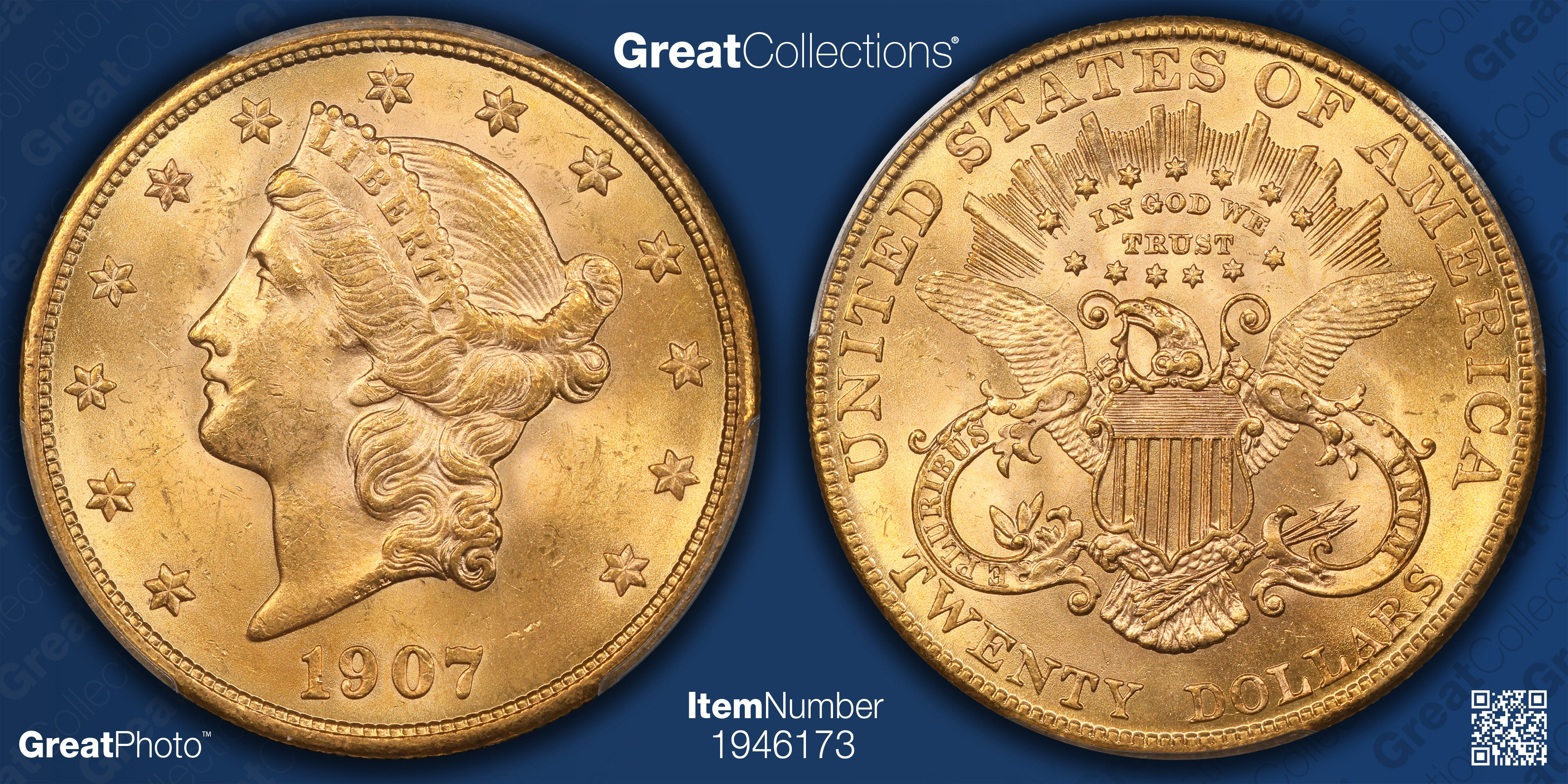 1907 Liberty Gold Double Eagle PCGS MS-63 (Item 1946173