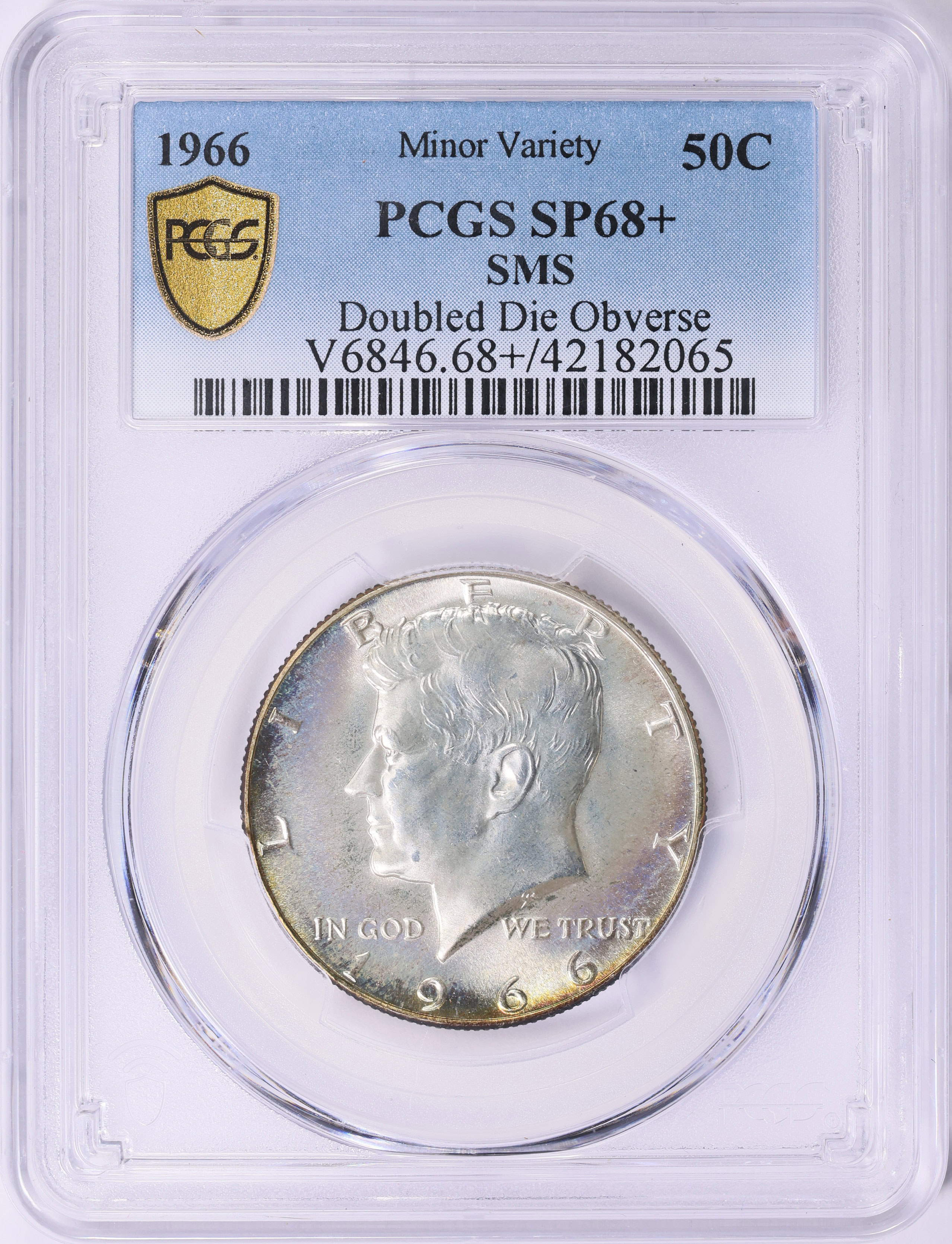 1966 Kennedy Half Dollar SMS Double Die Obverse PCGS SP-68+ (Item