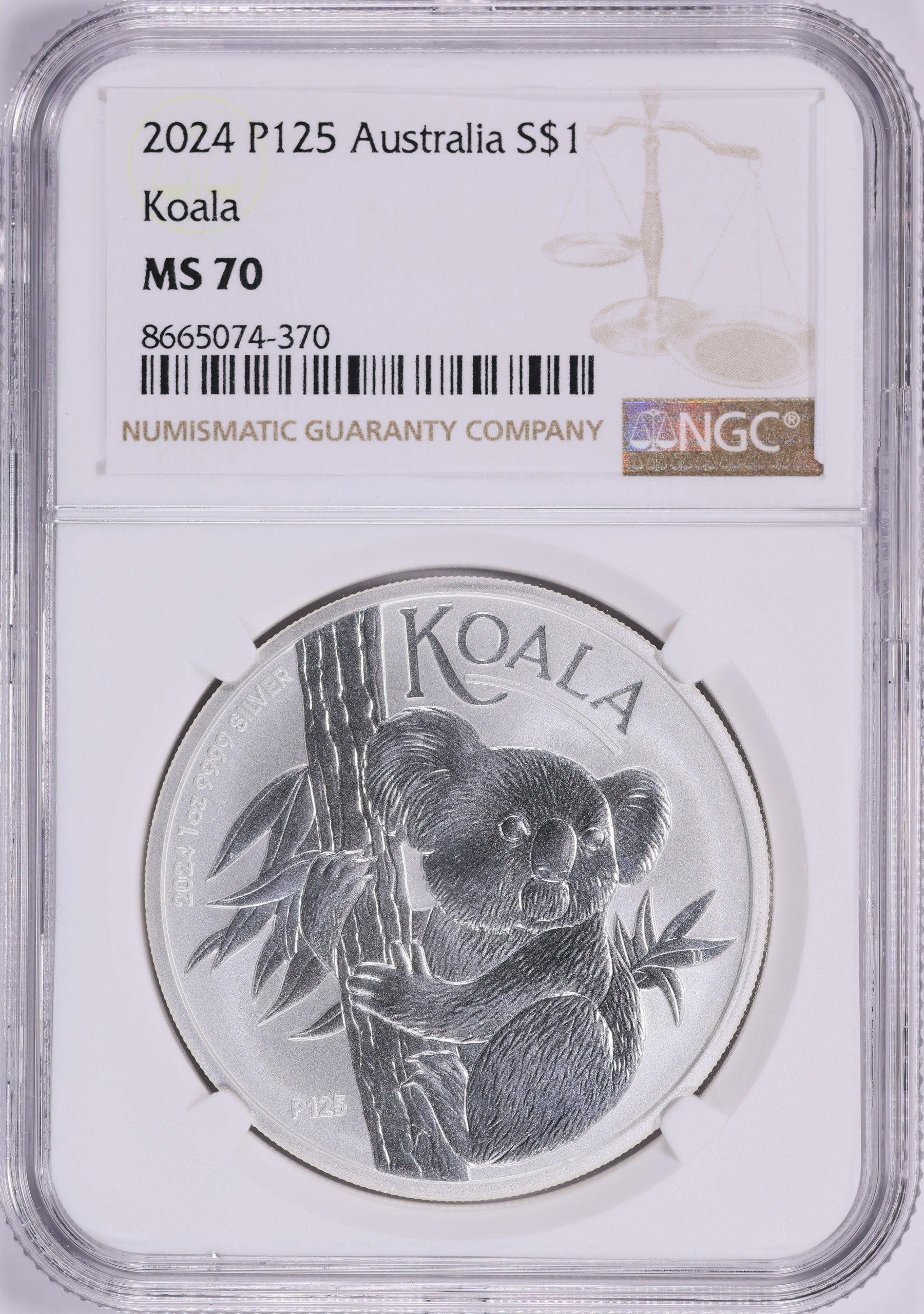 Australia 2024-P125 Silver Dollar Koala KM-4734 NGC MS-70 (ASW